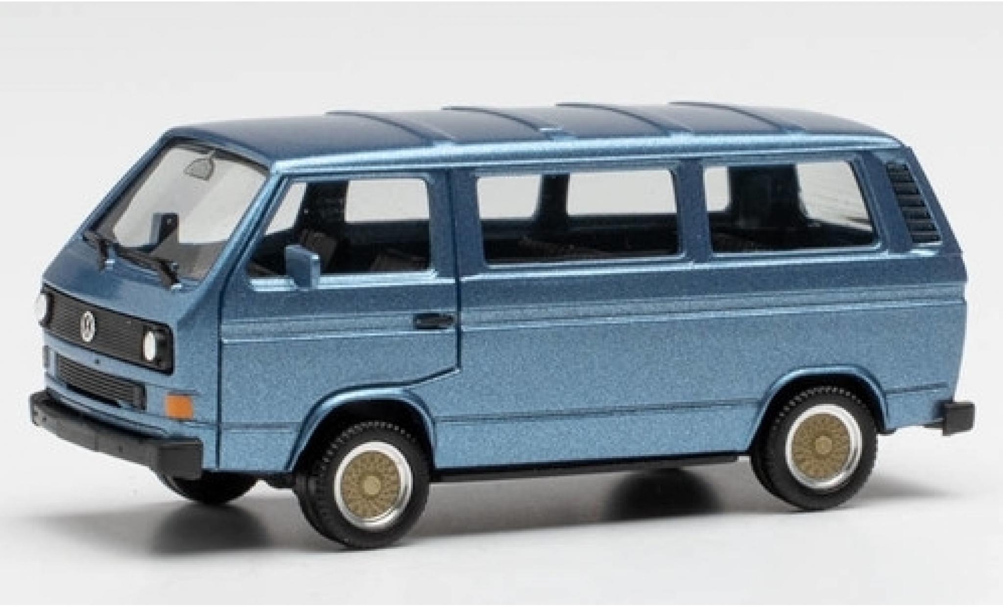 Volkswagen T3 1/87 Herpa Bus metallic blauw avec BBS-jantes modelauto