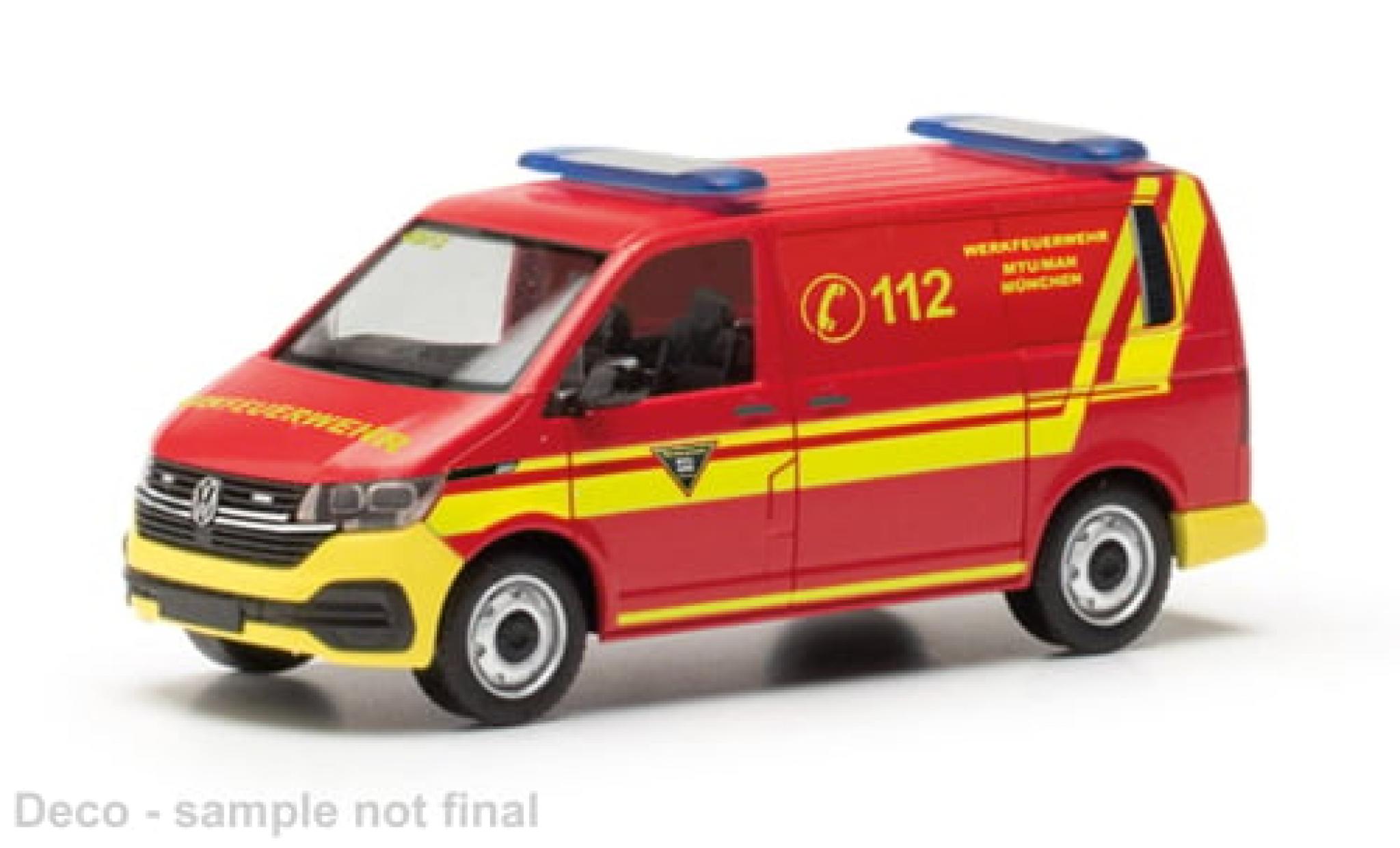 Volkswagen T6 1/87 Herpa .1 Halbbus Brandweer MTU/MAN M&uuml;nchen 1:87 modelauto