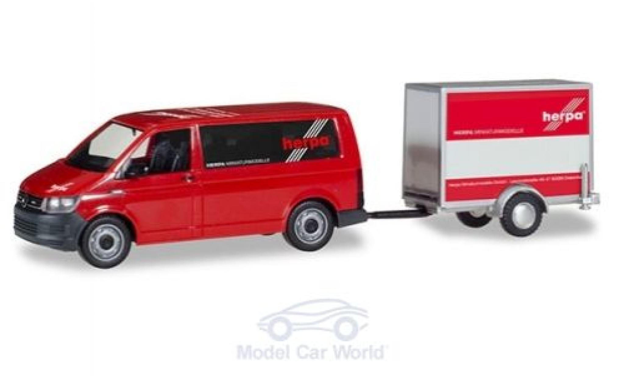 Volkswagen T6 1/87 Herpa Bus mit Kofferanh&auml;nger modelauto