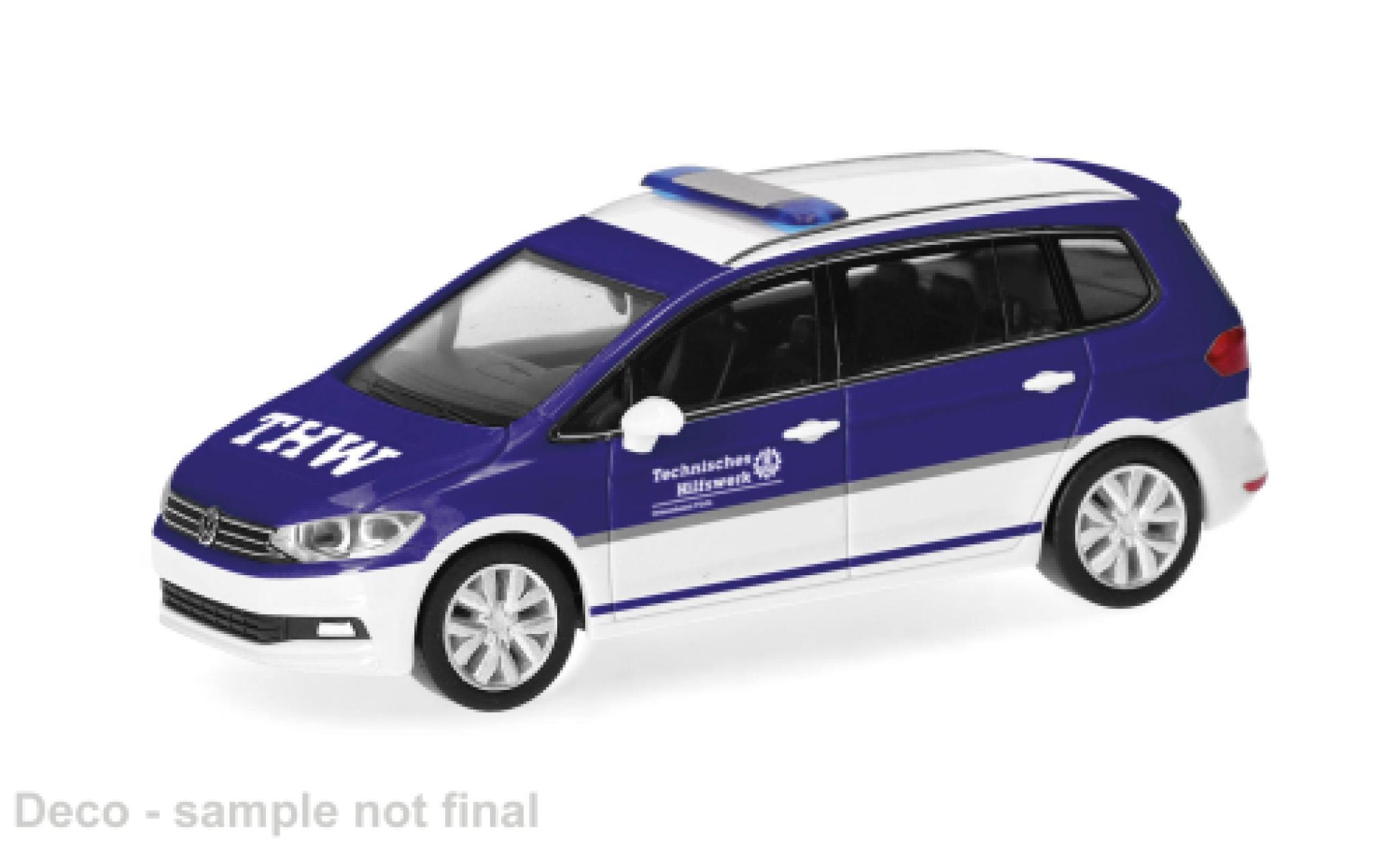 Volkswagen Touran 1/87 Herpa blauw/wit THW F&uuml;rth 1:87 modelauto