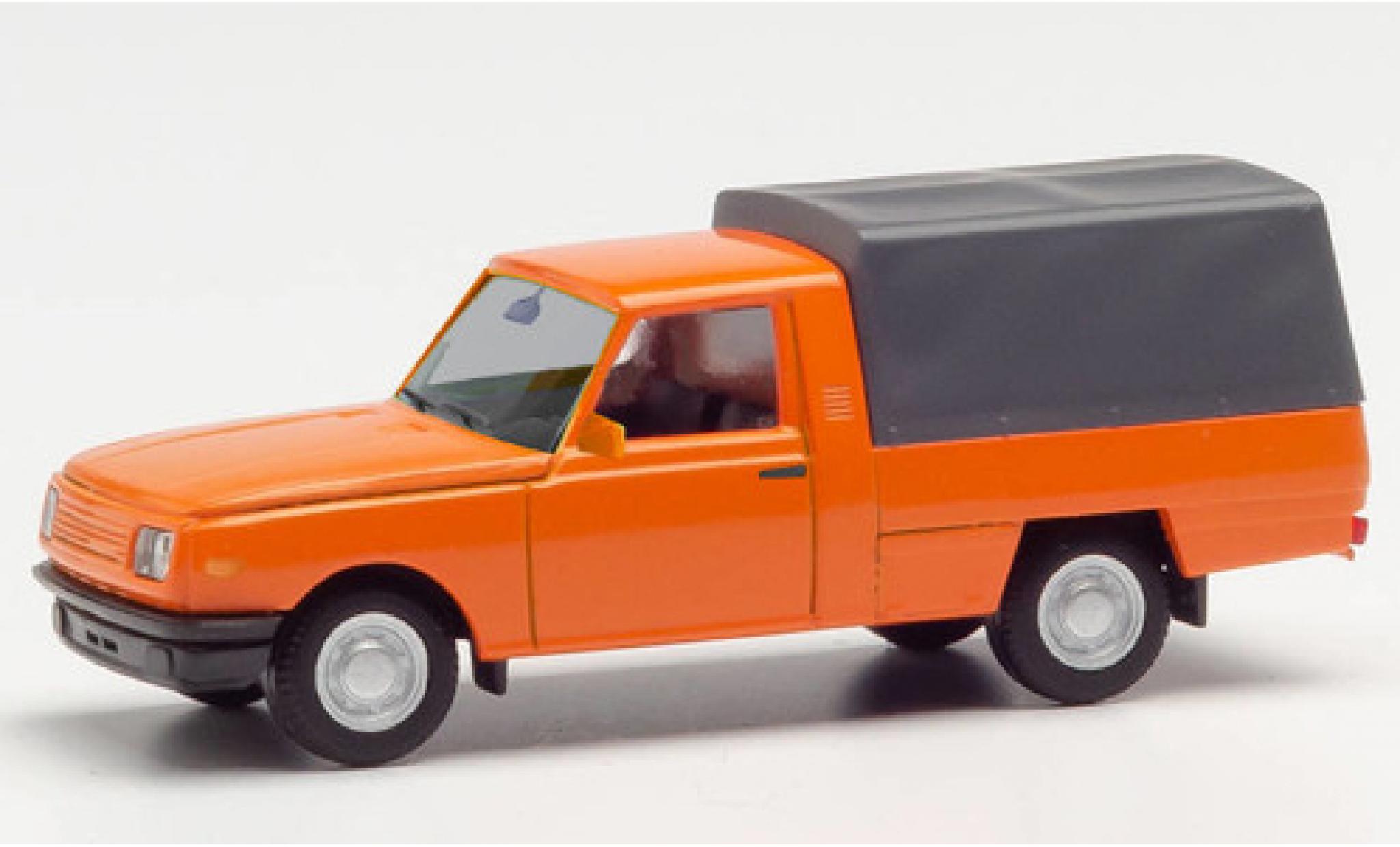 Wartburg 353 1/87 Herpa Trans oranje 1985 avec toile modelauto