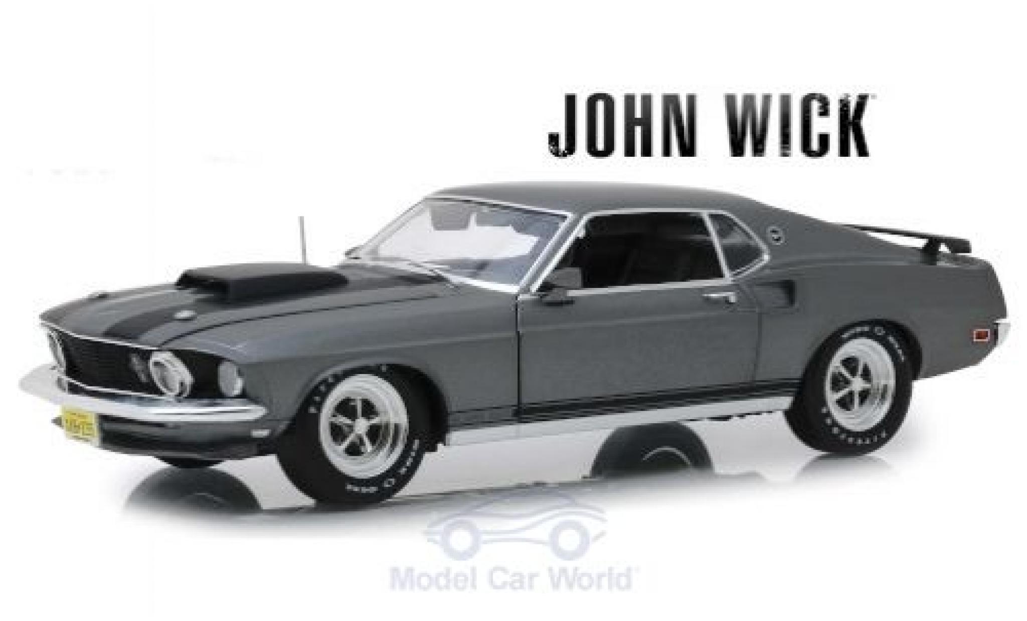 Ford Mustang 1/18 Highway 61 BOSS 429 metallic grijs/matt-zwart John Wick 1969 modelauto