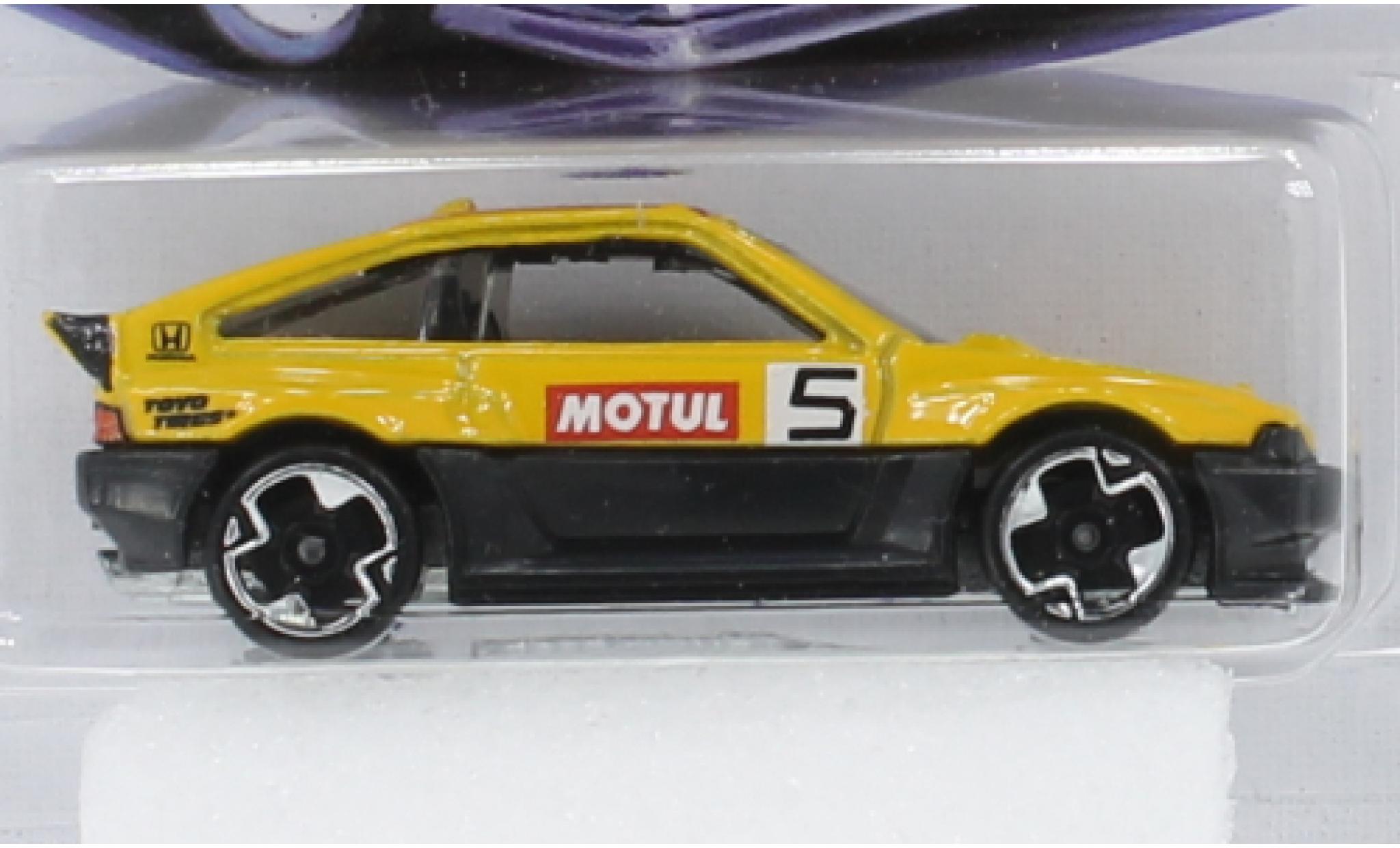 Honda CR-X 1/64 Hot Wheels geel/zwart 1985 1:64 modelauto