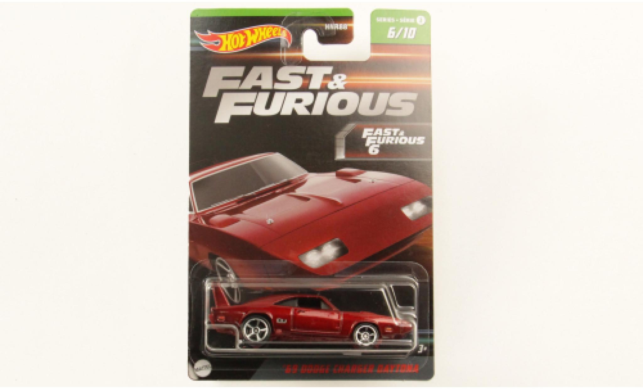 Dodge Charger 1/64 Hot Wheels Daytona metallic rood rapide & Furious 1969 modelauto