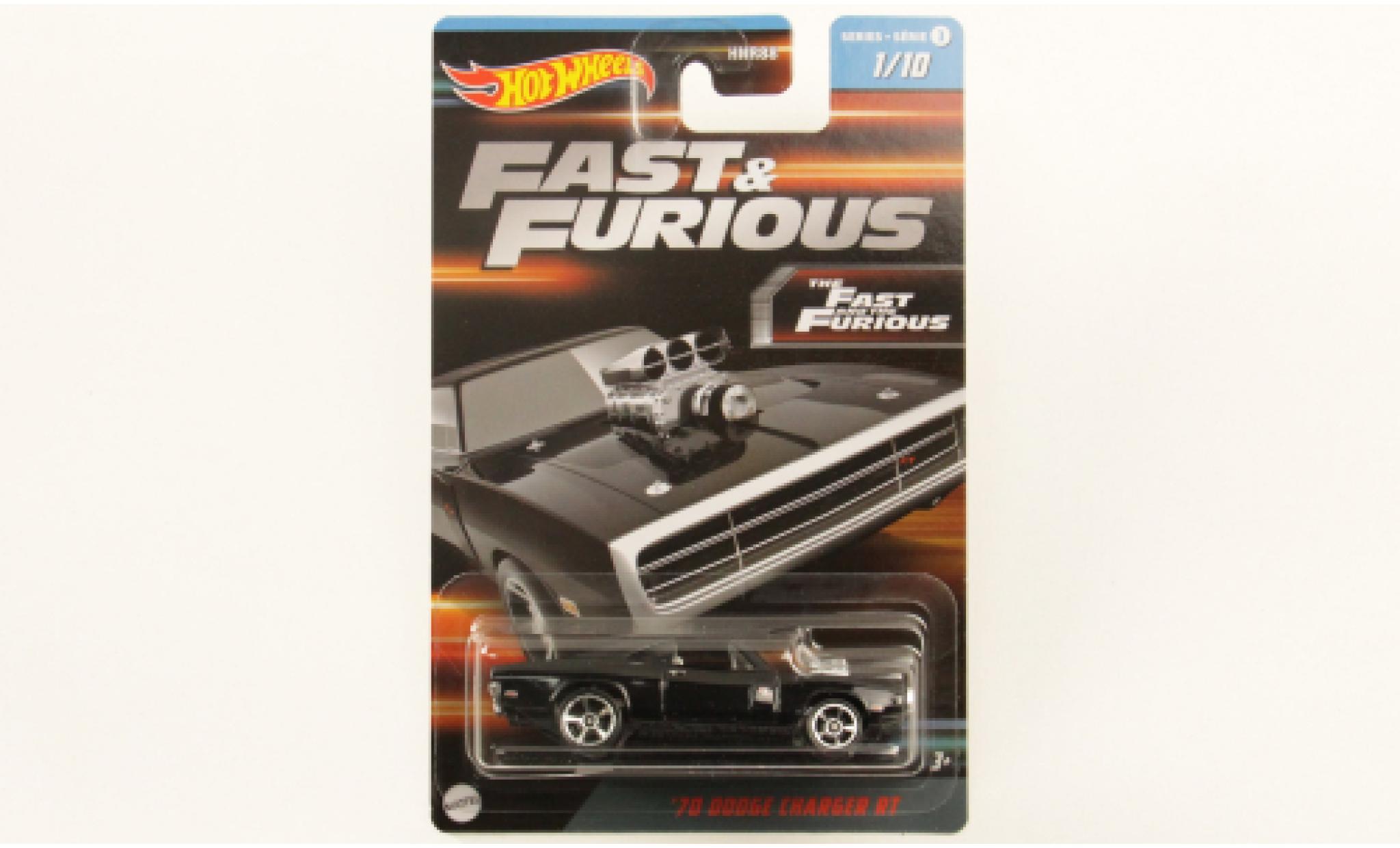 Dodge Charger 1/64 Hot Wheels R/T zwart rapide & Furious 1970 modelauto
