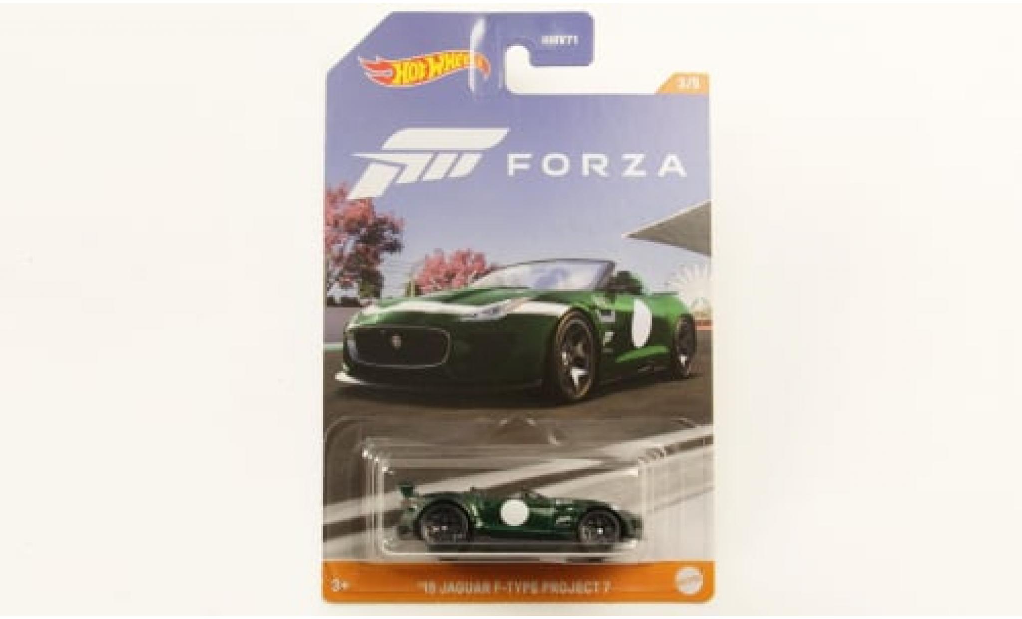 Jaguar F-Type 1/64 Hot Wheels Project 7 metallic groen Forza 2015 1:64 modelauto