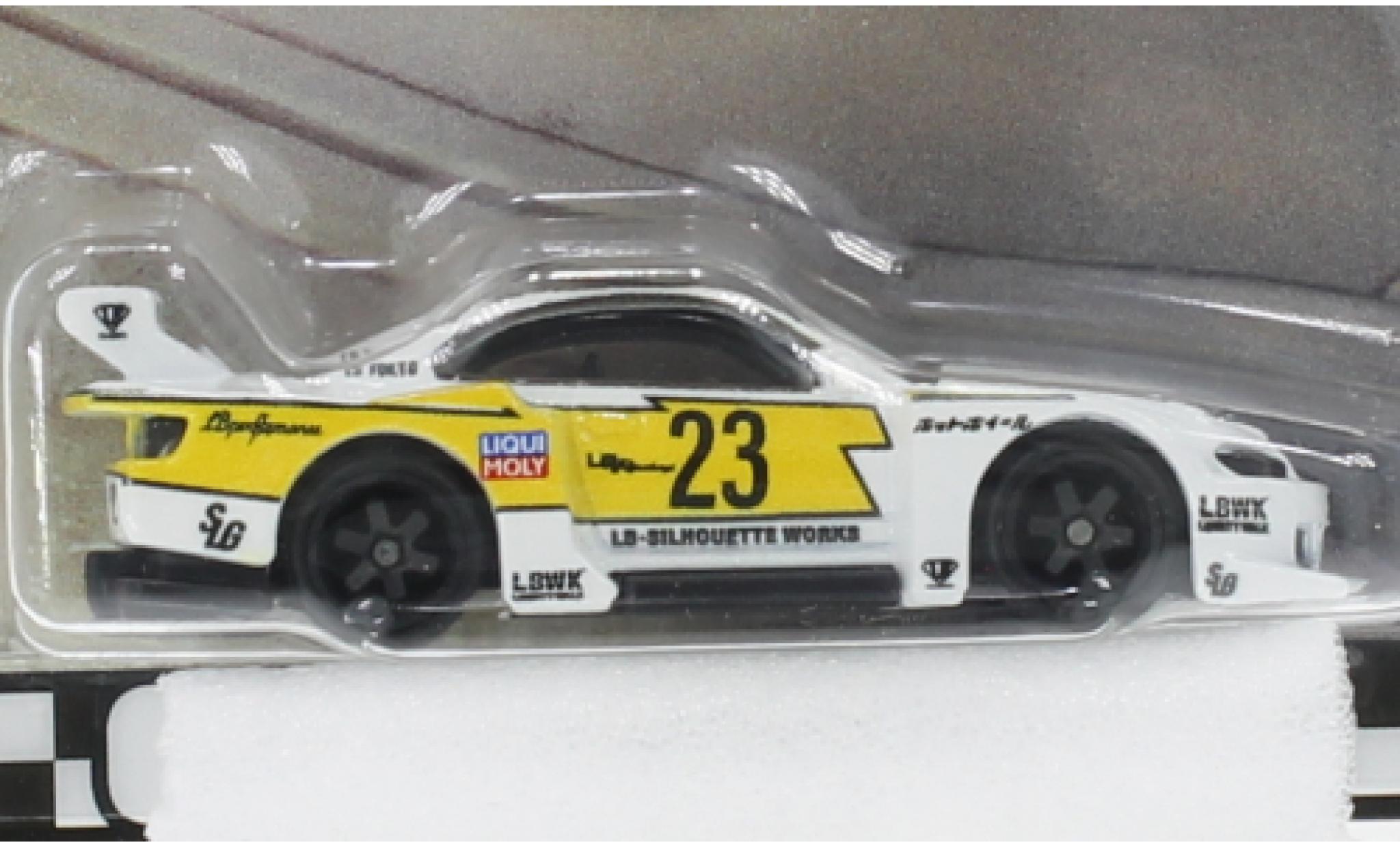 Nissan Silvia 1/64 Hot Wheels Premium (S15) LB-Super Silhouette wit/geel modelauto