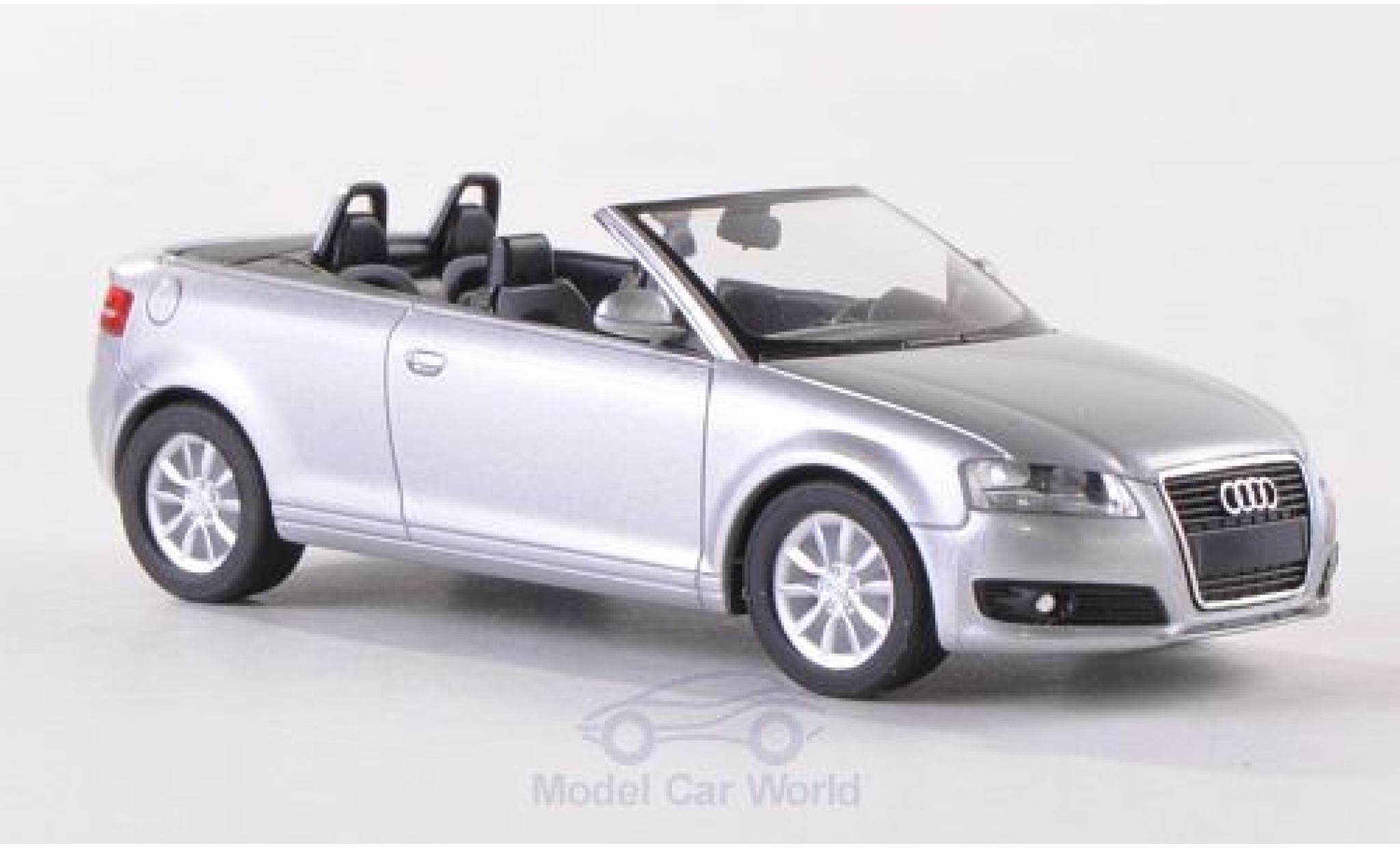 Audi A3 1/87 Herpa Cabriolet (8P) grijs 2008 Verdeck ge&ouml;ffnet modelauto