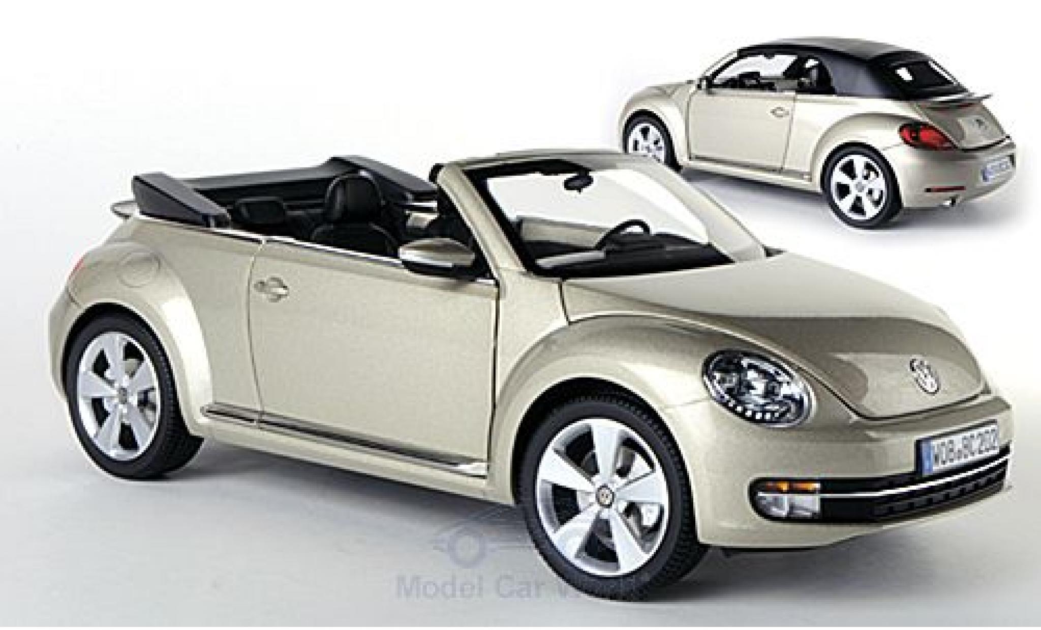 Volkswagen Beetle 1/18 Kyosho Cabriolet metallic beige 2013 Softtop liegt bei ohne Vitrine modelauto