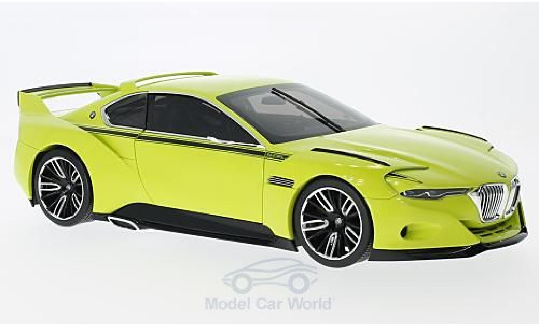 Bmw 3.0 1/18 Norev CSL Hommage geel Hommage Collection ohne Vitrine modelauto