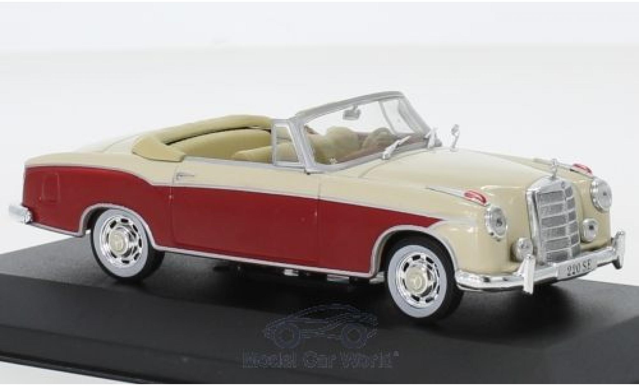 Mercedes 220 1/43 Pct SE (W128) Cabriolet rood/beige 1958 modelauto