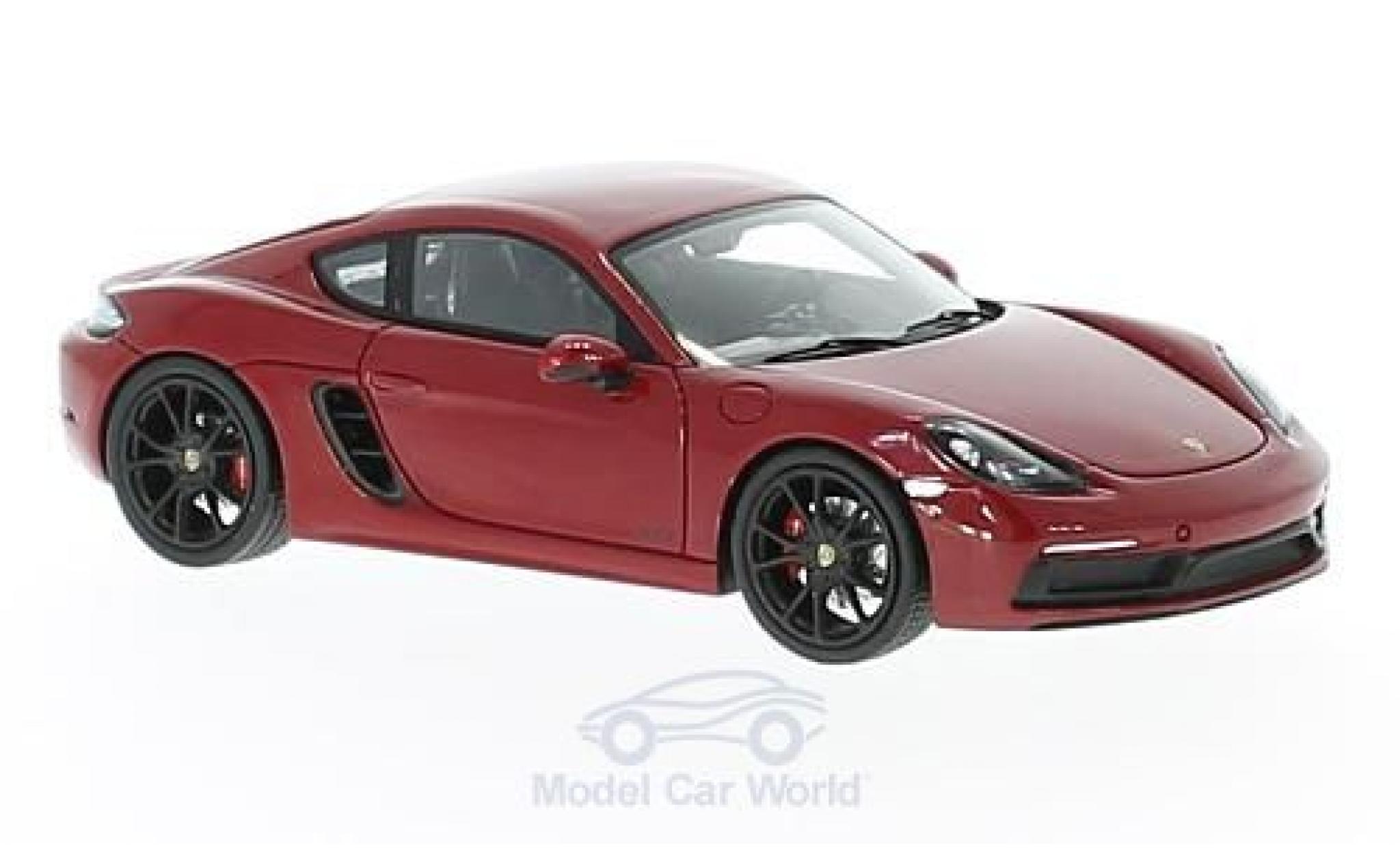 Porsche Cayman 1/43 Spark 718 GTS rood modelauto