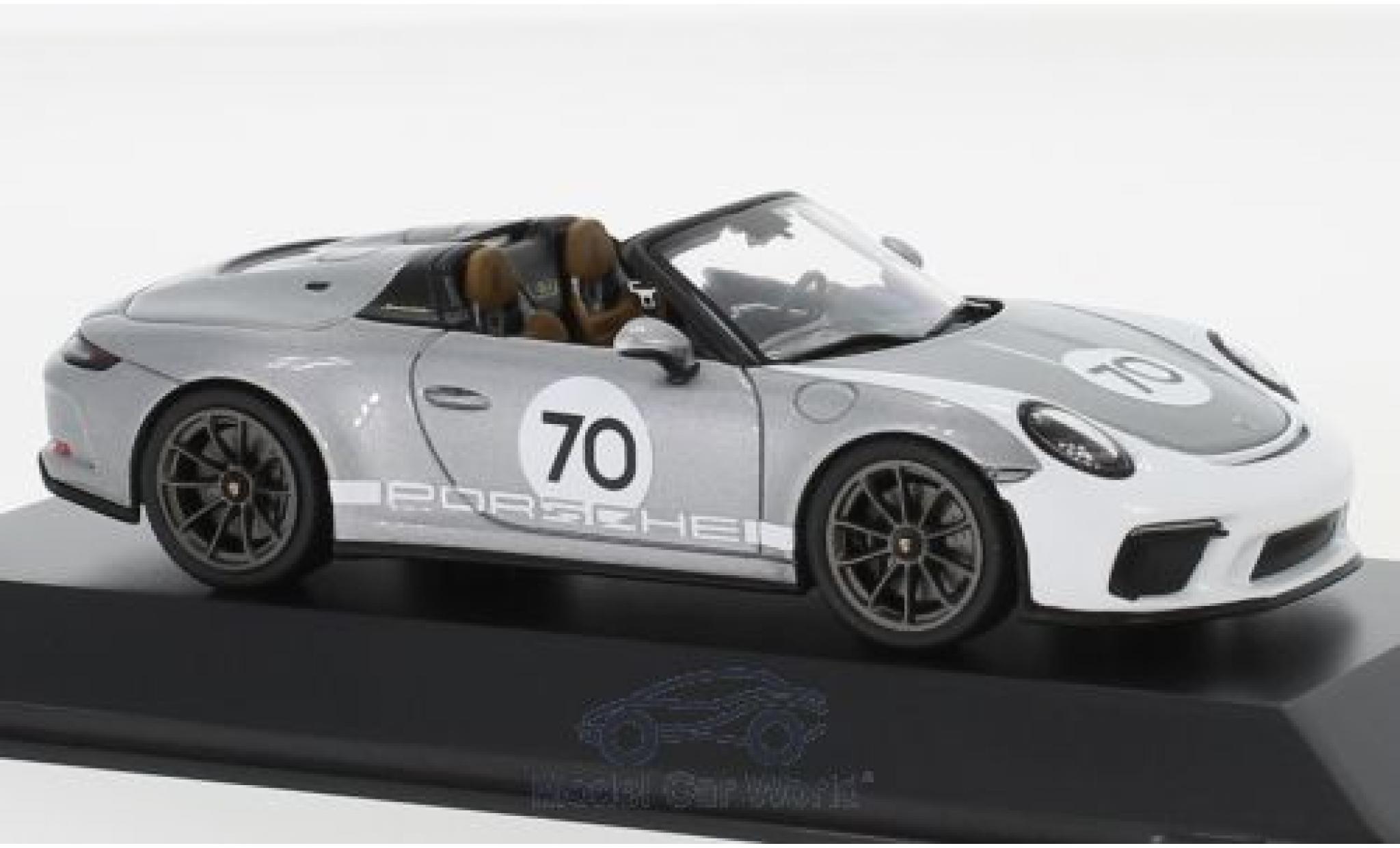 Porsche 992 Speedster 1/43 Spark 911 (991 II) Speedster grijs/wit 2019 #70 Heritage Design Package modelauto