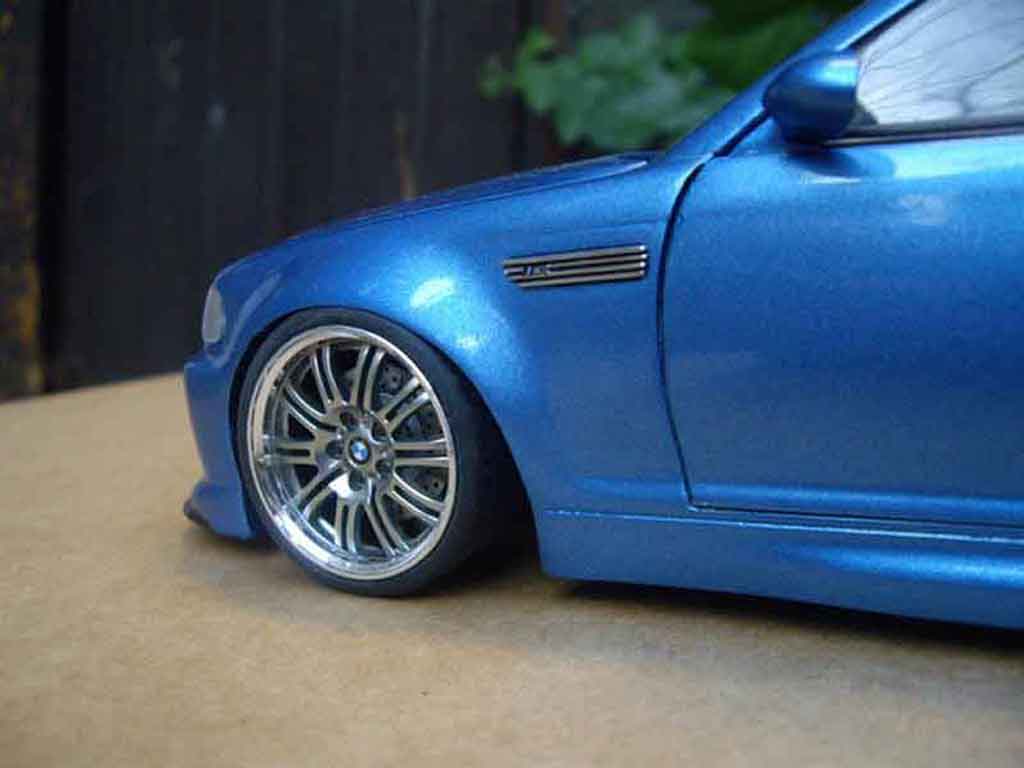 Bmw M3 coupe tuning E46 kit carrosserie blauw metallized 1/18 Autoart