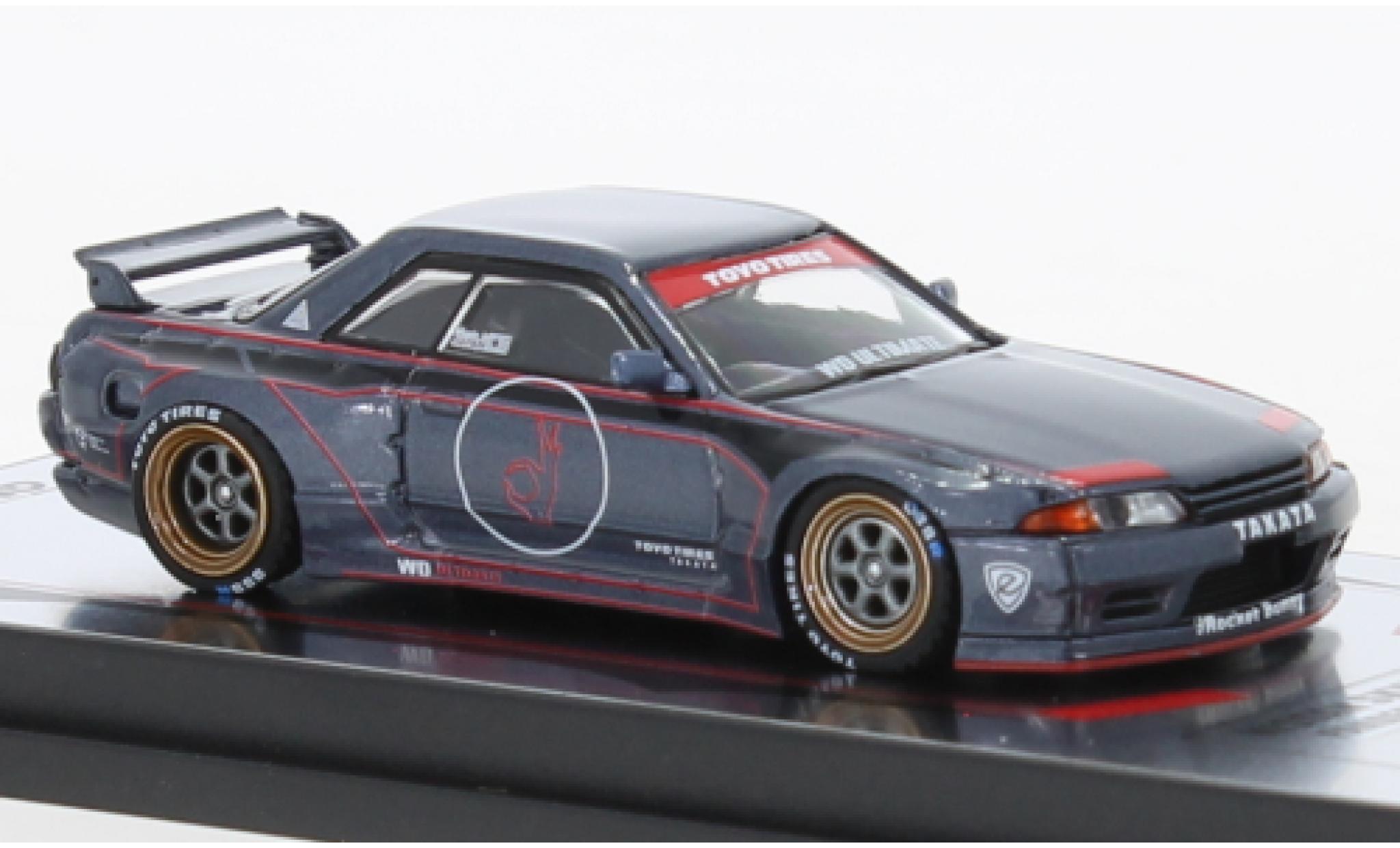 Nissan Skyline 1/64 INNO64 GT-R (R32) Pandem metallic grijs/Dekor RHD modelauto