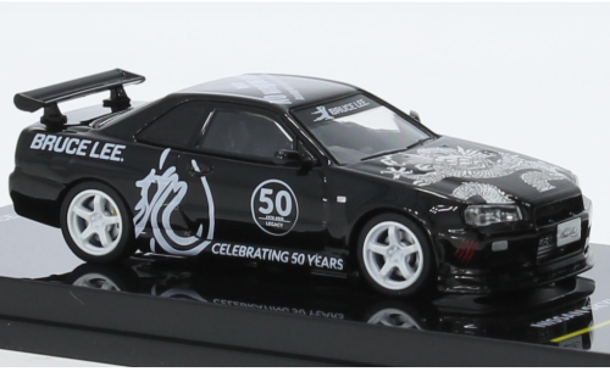 Nissan Skyline 1/64 INNO64 GT-R (R34) zwart RHD modelauto