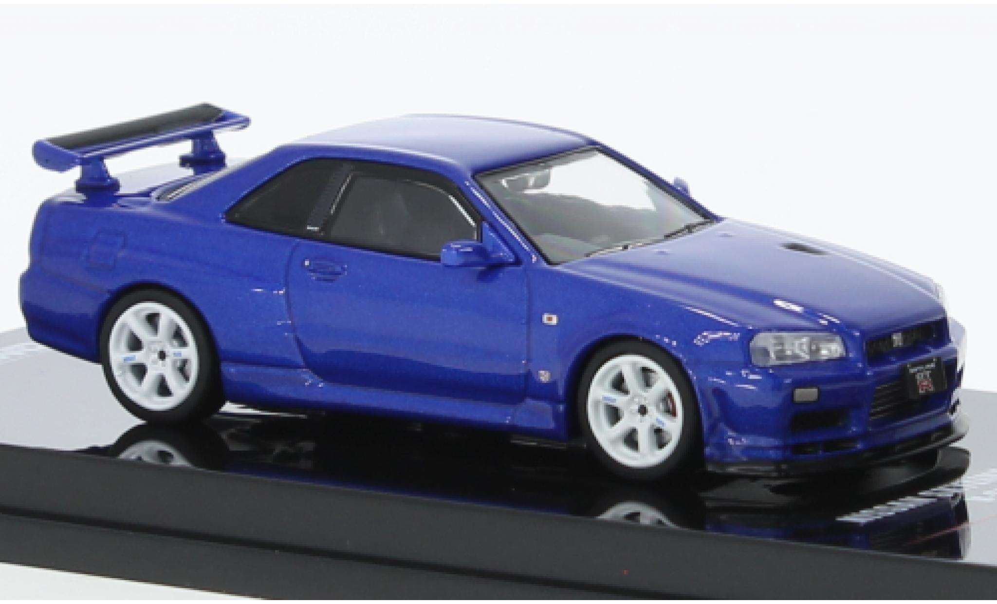 Nissan Skyline 1/64 INNO64 GT-R (R34) V-Spec II NUR blauw RHD modelauto