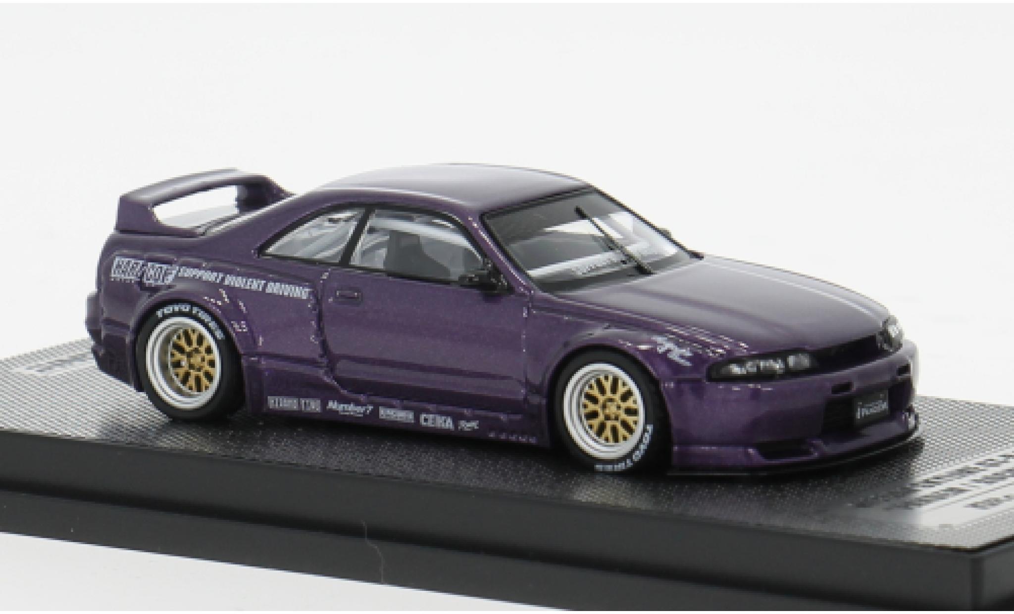 Nissan Skyline 1/64 INNO64 GT-R (R33) paars 1:64 modelauto