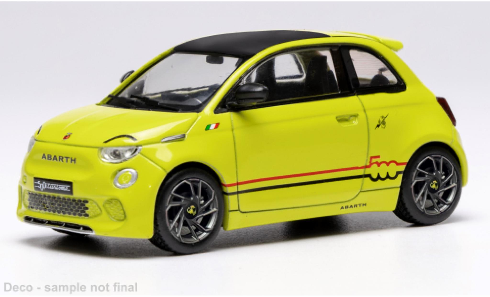Fiat 500 1/43 IXO e Abarth geel 2024 1:43 modelauto