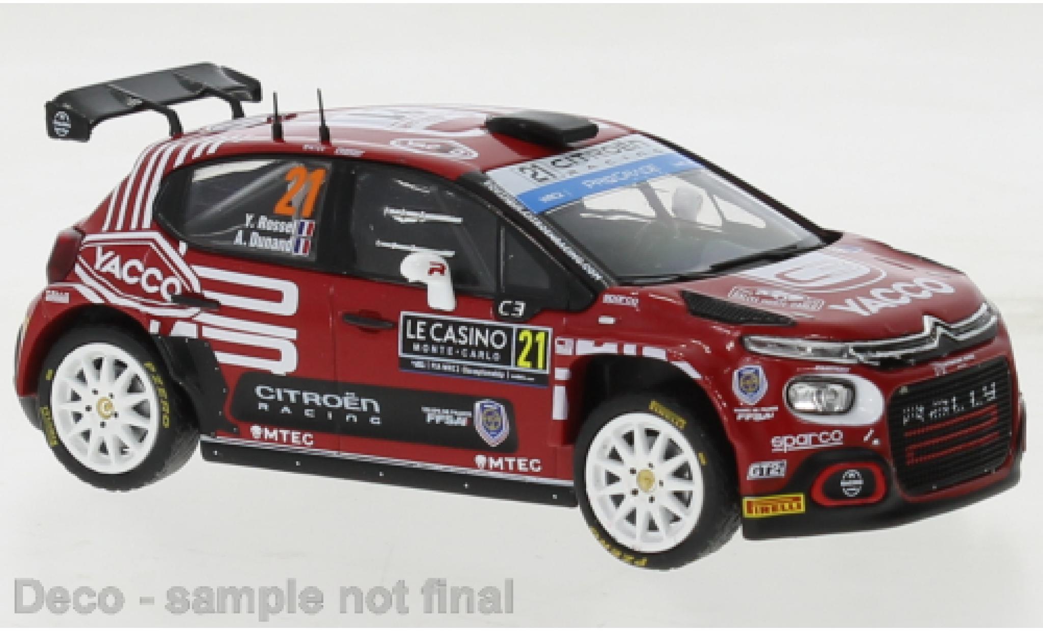 Citroen C3 1/43 IXO No.21 WRC2 Rally Monte Carlo 2023 modelauto