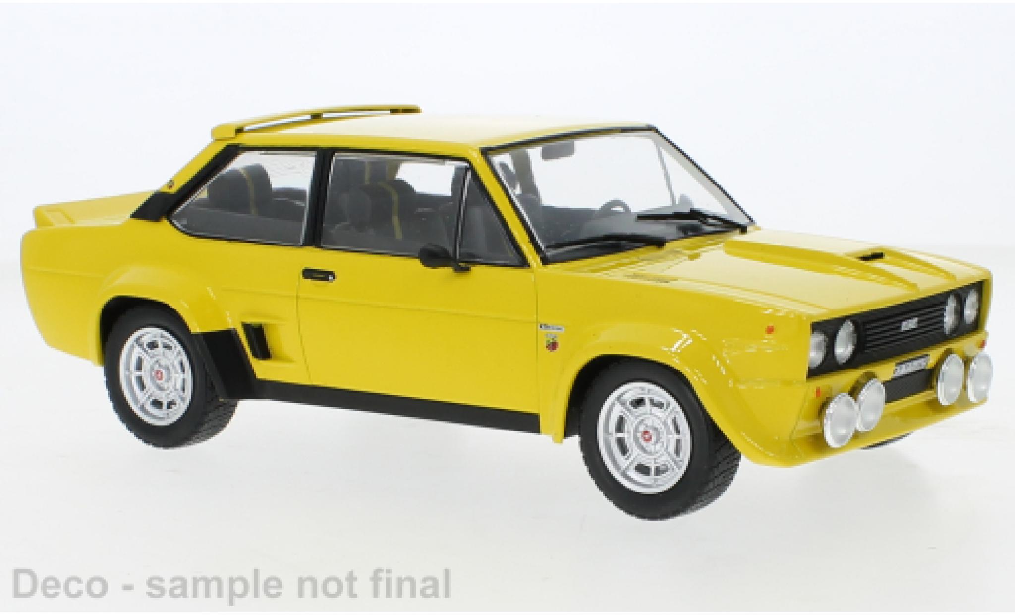 Fiat 131 1/18 IXO Abarth geel 1980 modelauto