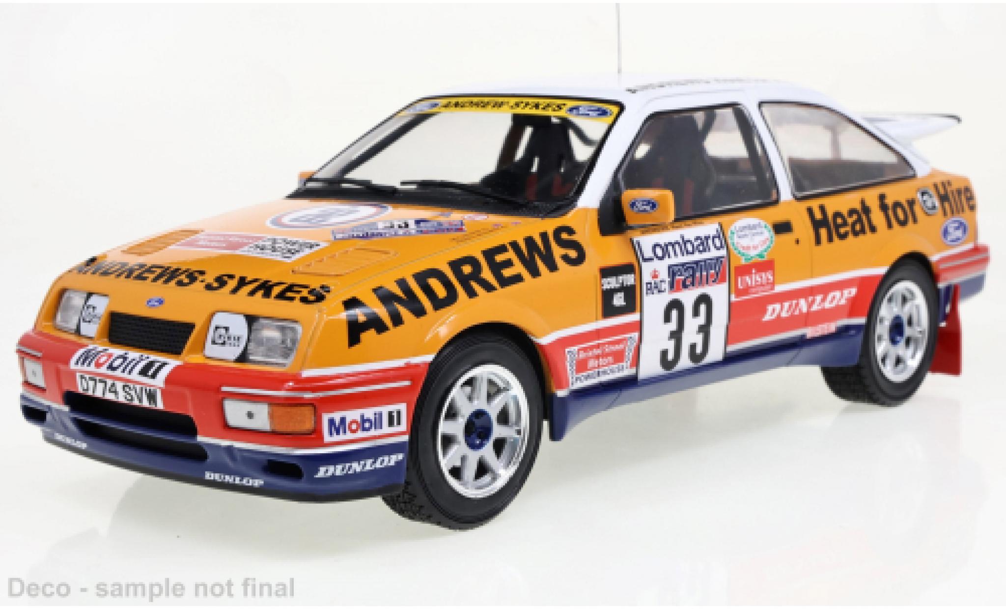 Ford Sierra 1/18 IXO RS Cosworth No.33 Rally WM Rallye RAC Lombard 1989 modelauto