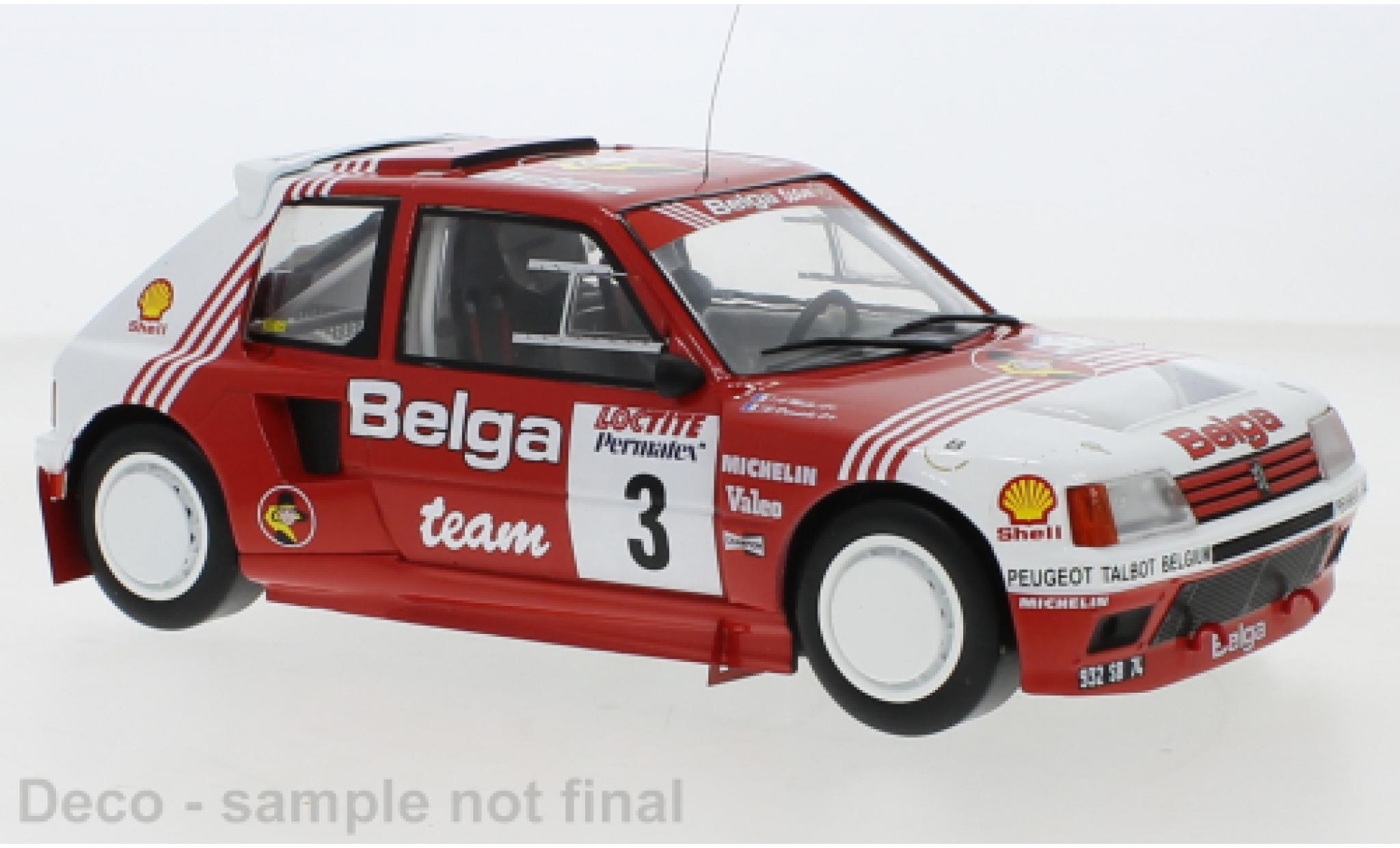 Peugeot 205 1/18 IXO T16 No.3 Belga Rally Ypres 1985 modelauto