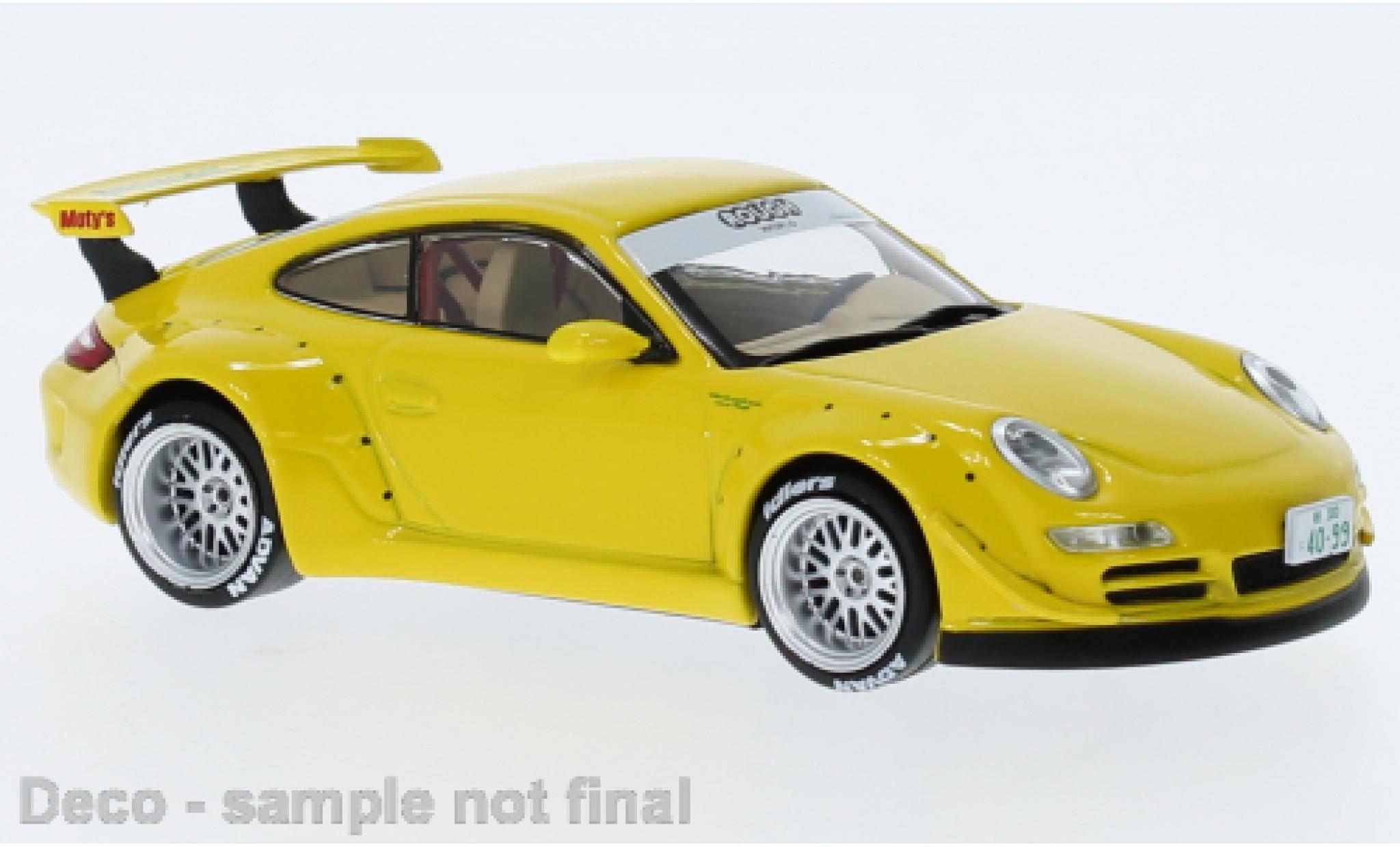 Porsche 997 RWB 1/43 IXO geel modelauto