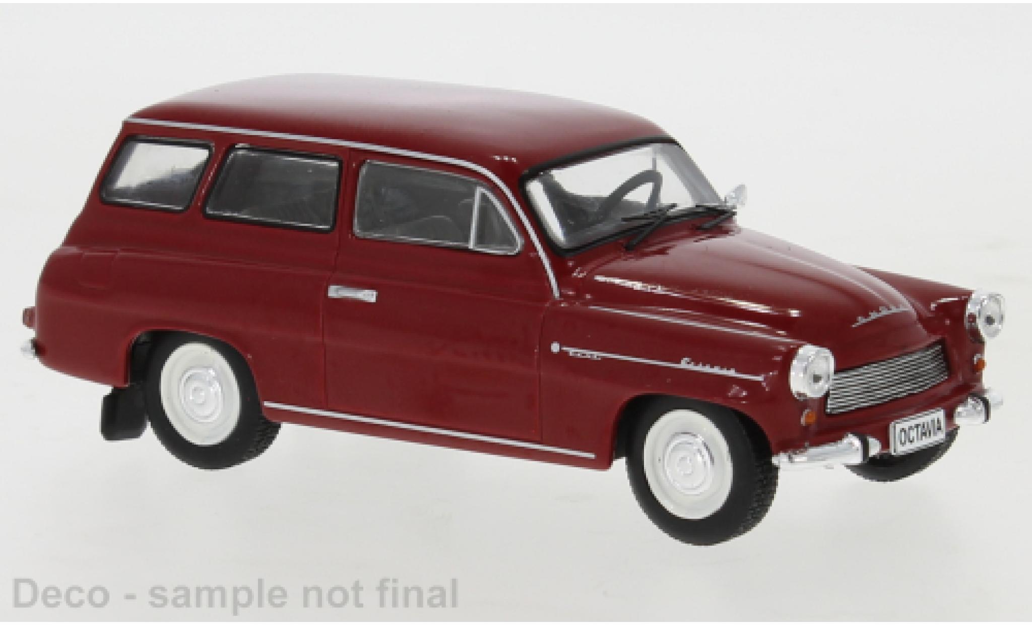 Skoda Octavia 1/43 IXO combi rood fonc&eacute; 1969 modelauto