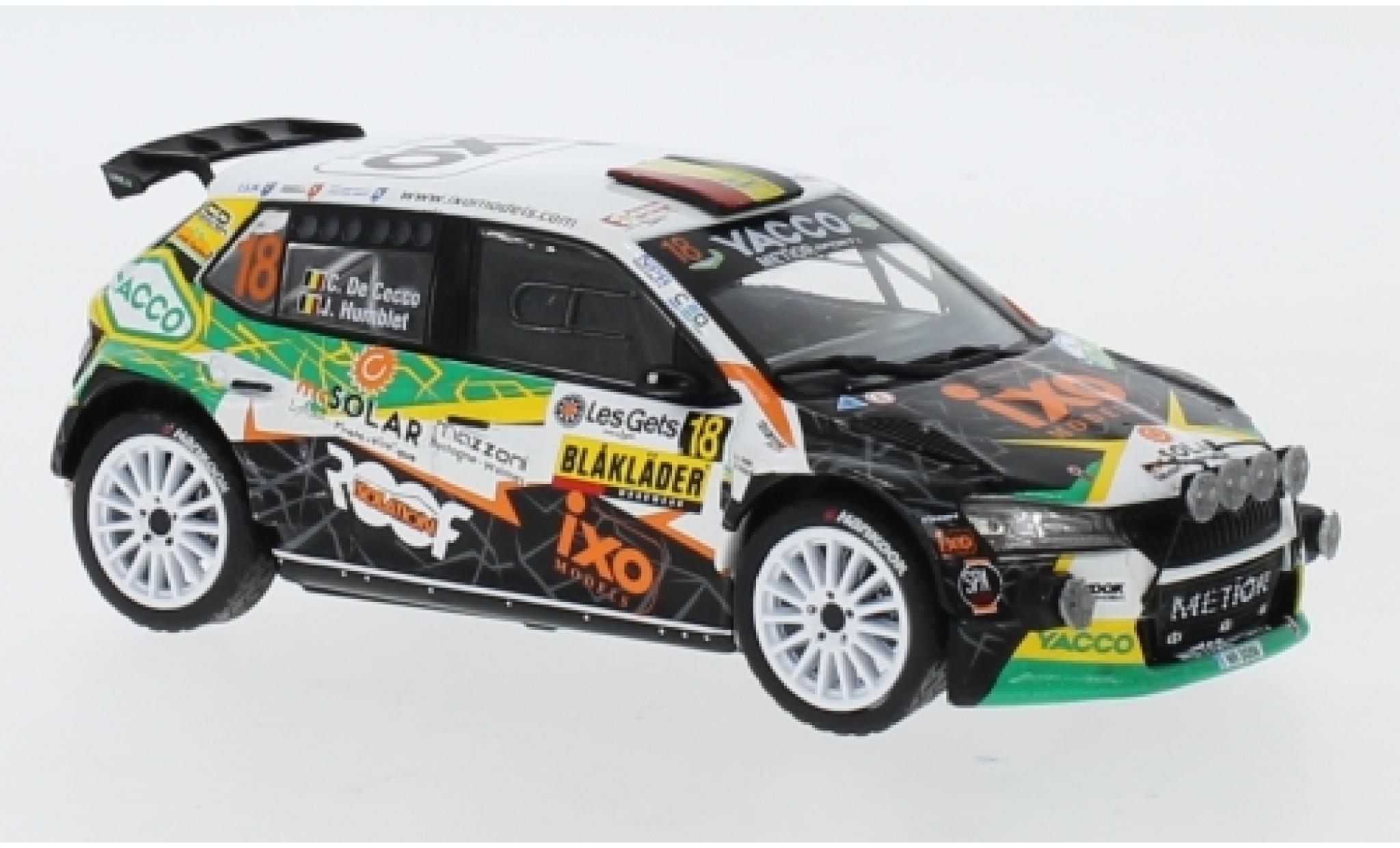 Skoda Fabia 1/43 IXO R5 EVO No.18 Metior Sports Rallye Condroz 2019 C. De Cecco/J.Humblet modelauto