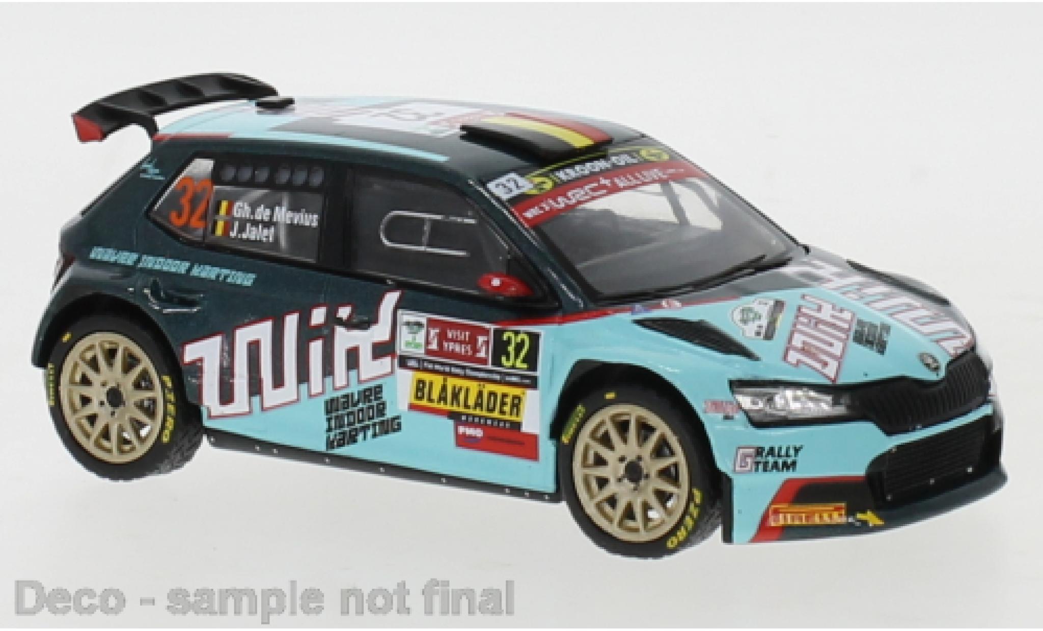 Skoda Fabia 1/43 IXO Rally 2 EVO No.32 Rally Ypres 2021 G.de Mevius/J.Jalet modelauto