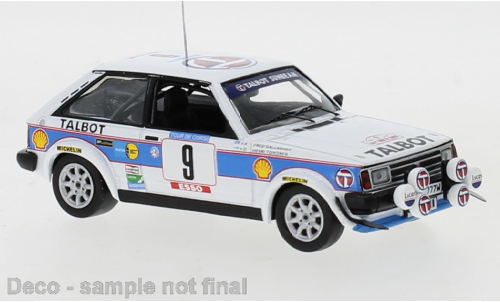 Talbot Sunbeam 1/43 IXO Lotus No.9 Sport Tour de Corse 1981 H.Toivonen/F.Gallagher modelauto