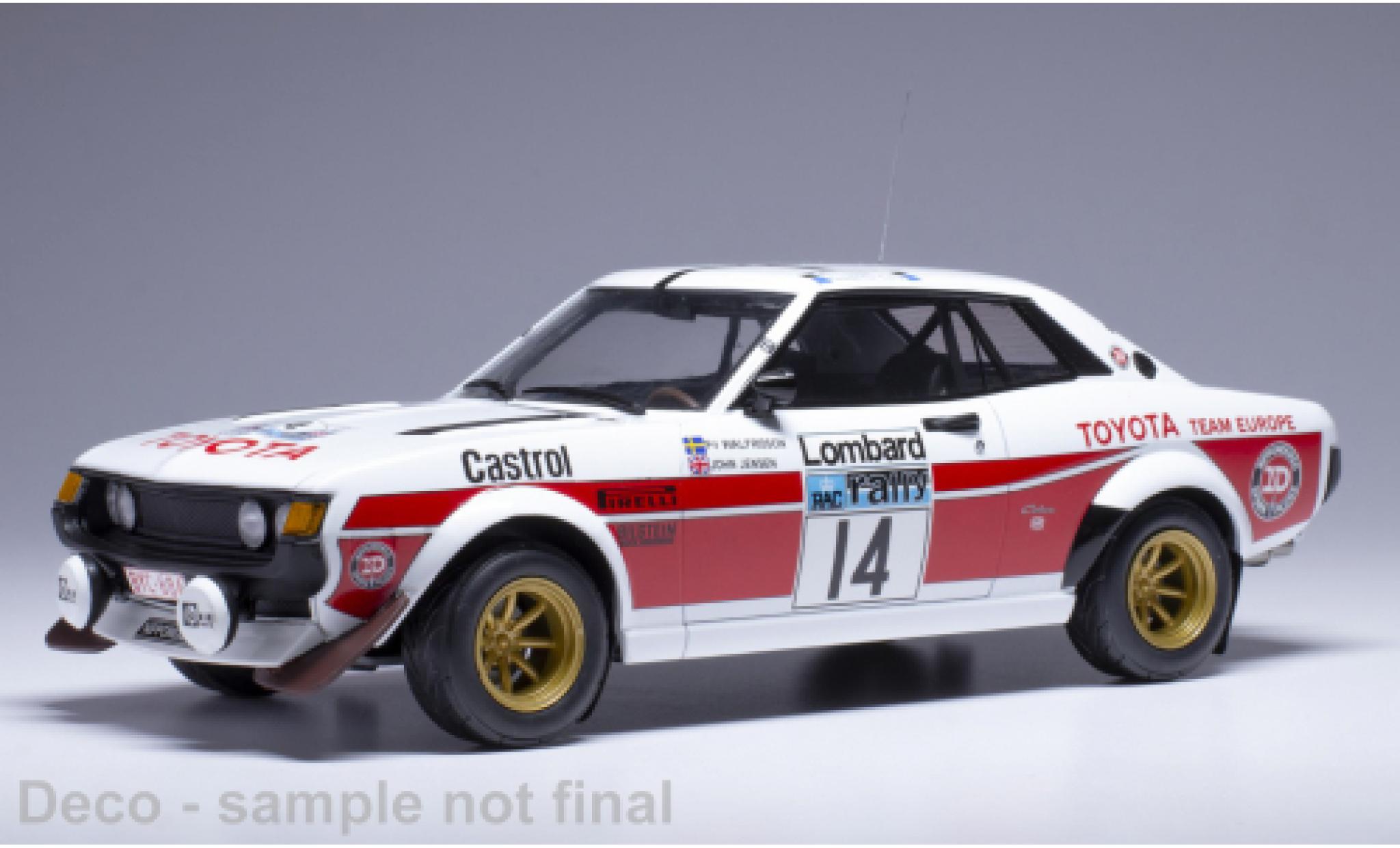 Toyota Celica 1/18 IXO 2000 GT (RA21) No.14 RAC Rally 1977 1:18 modelauto