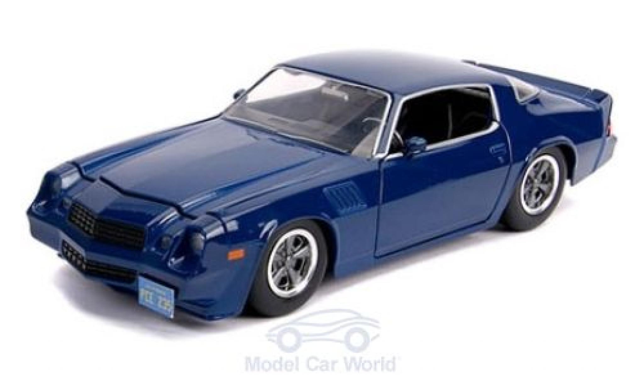 Chevrolet Camaro 1/24 Jada Toys Z28 blauw Stranger Things 1979 mit Sammelm&uuml;nze modelauto
