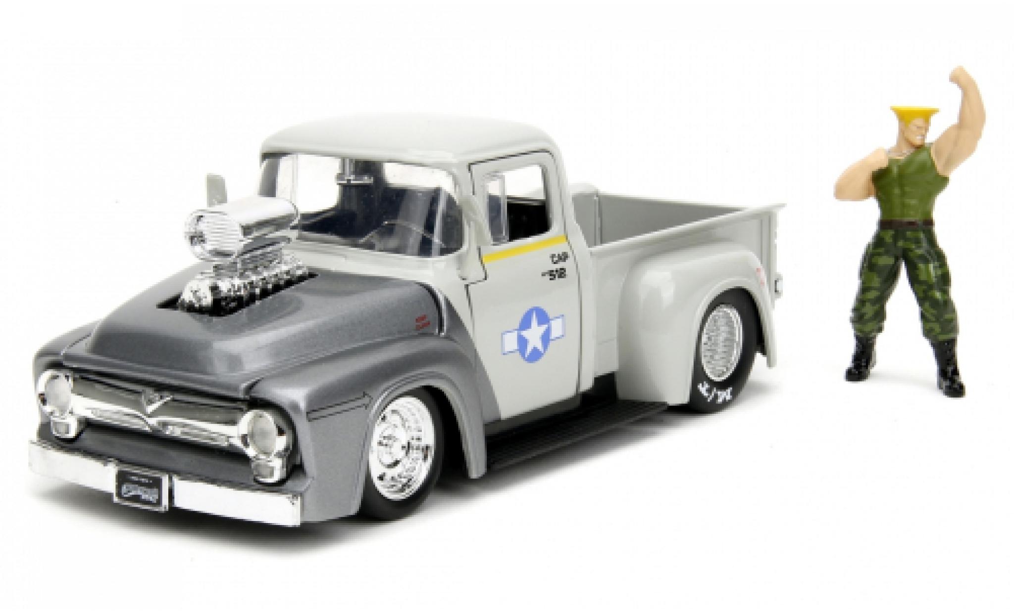 Ford F-1 1/24 Jada Toys Jada 00 Pick Up grijs/metallic grijs Street Fighter - Guile 1956 modelauto