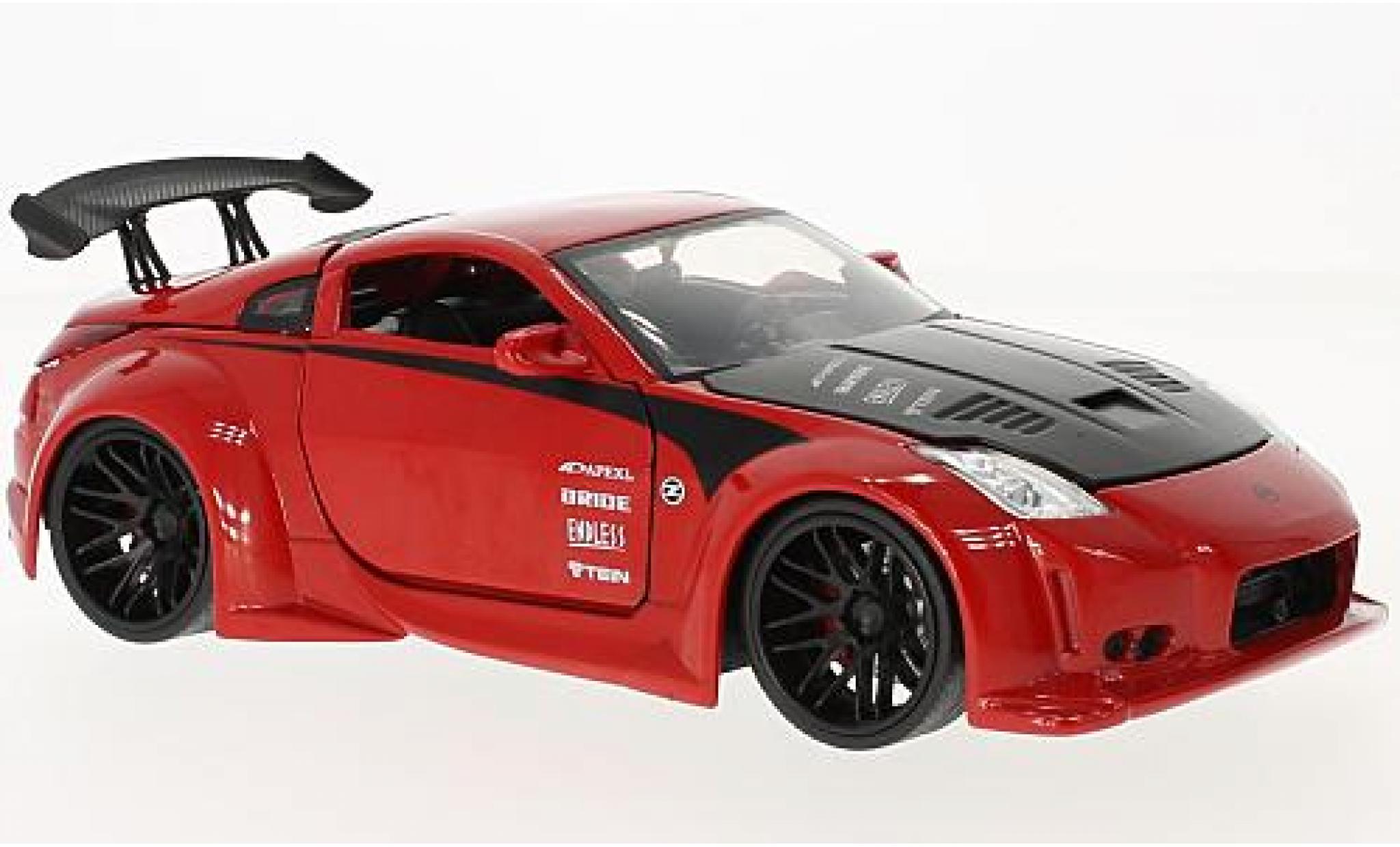Nissan 350Z 1/24 Jada Toys rood/zwart 2003 modelauto