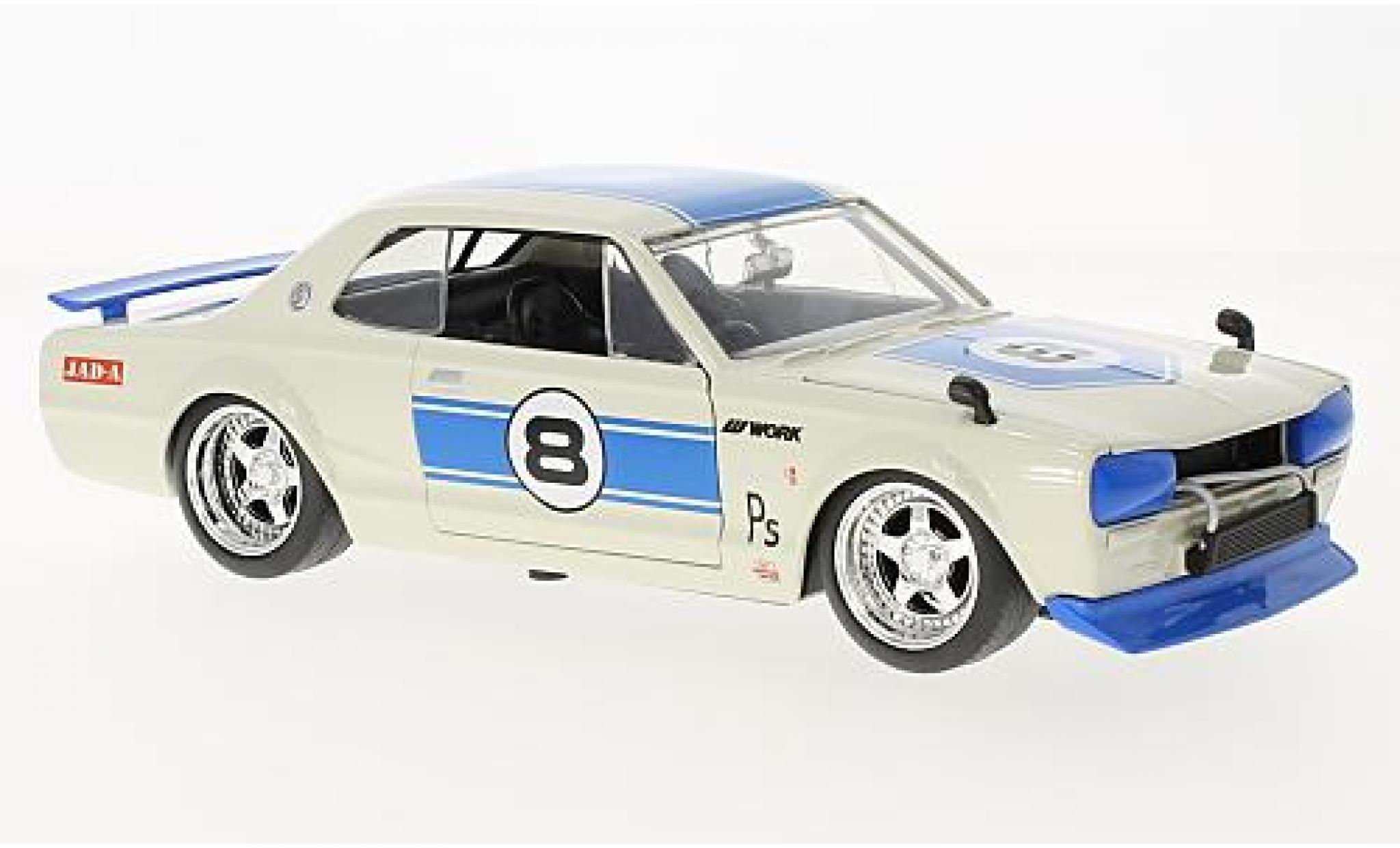 Nissan Skyline 1/24 Jada Toys 2000 GT-R (KPGC 10) wit/blauw RHD 1971 modelauto