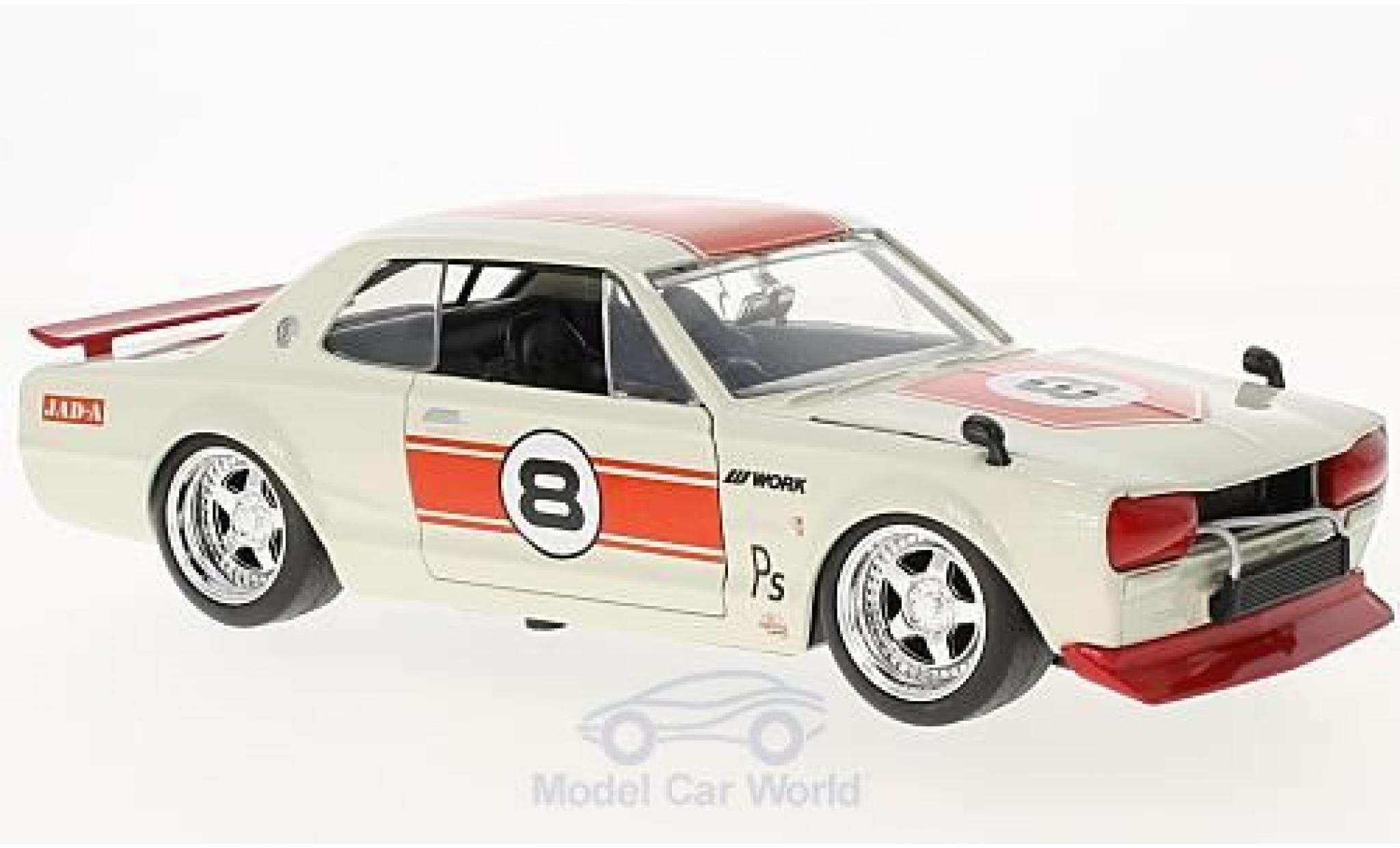 Nissan Skyline 1/24 Jada Toys 2000 GT-R (KPGC 10) wit/rood RHD 1971 modelauto