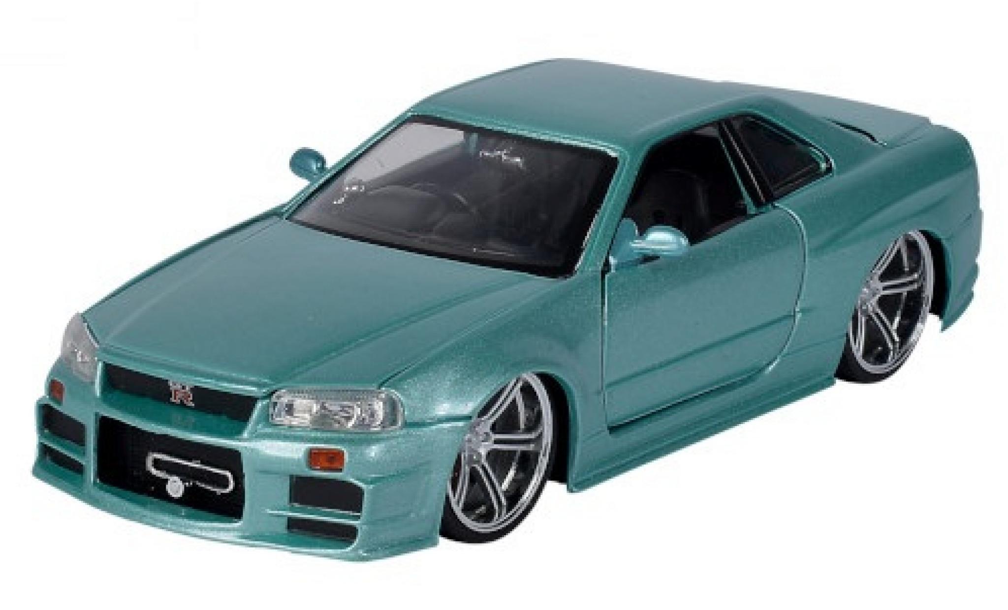 Nissan Skyline 1/24 Jada Toys GT-R (R34) metallic groen RHD Fast & Furious 2002 modelauto