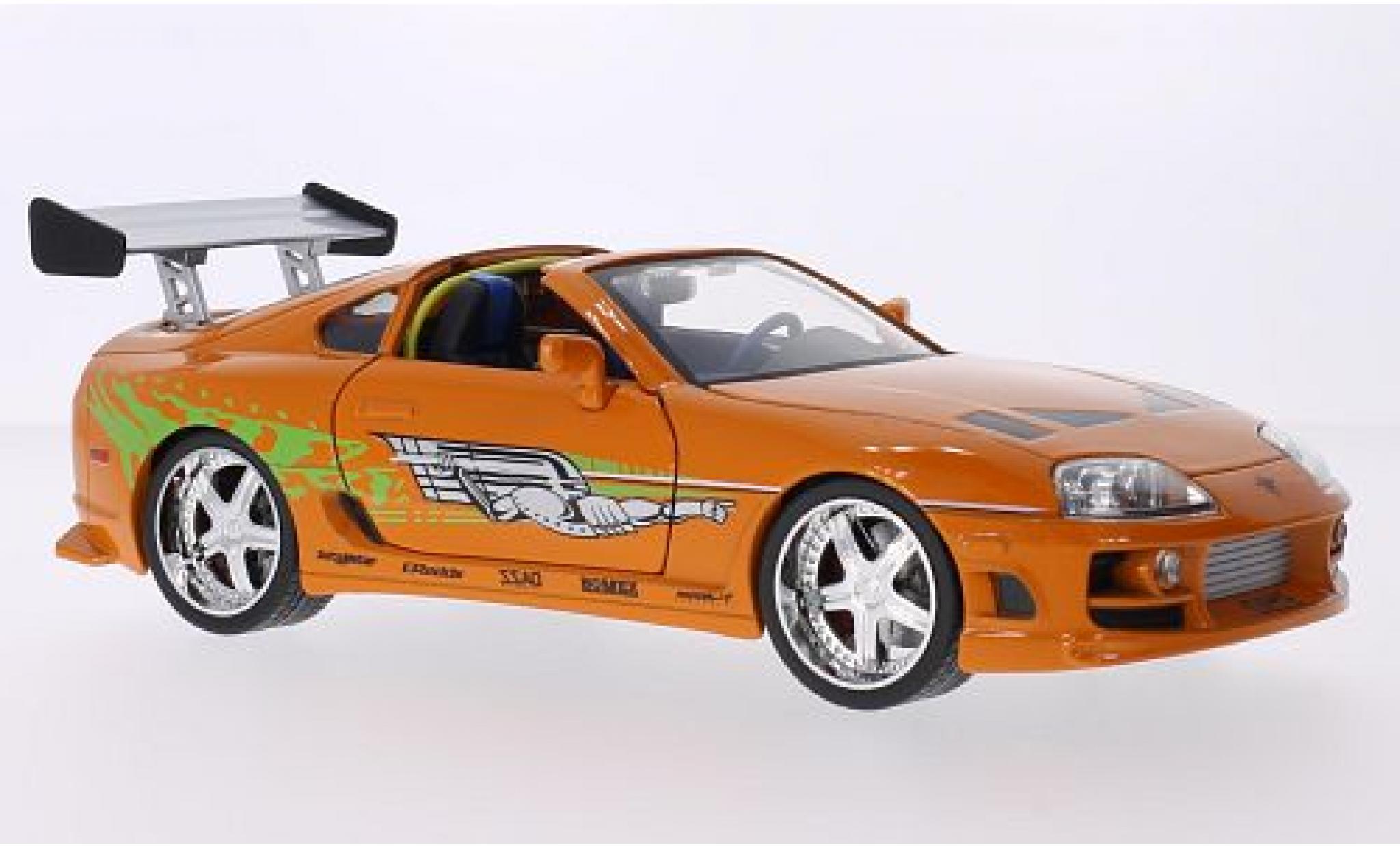 Toyota Supra 1/18 Jada Toys Tuning metallic oranje/Dekor Fast & Furious 1995 Brian O'Conner modelauto