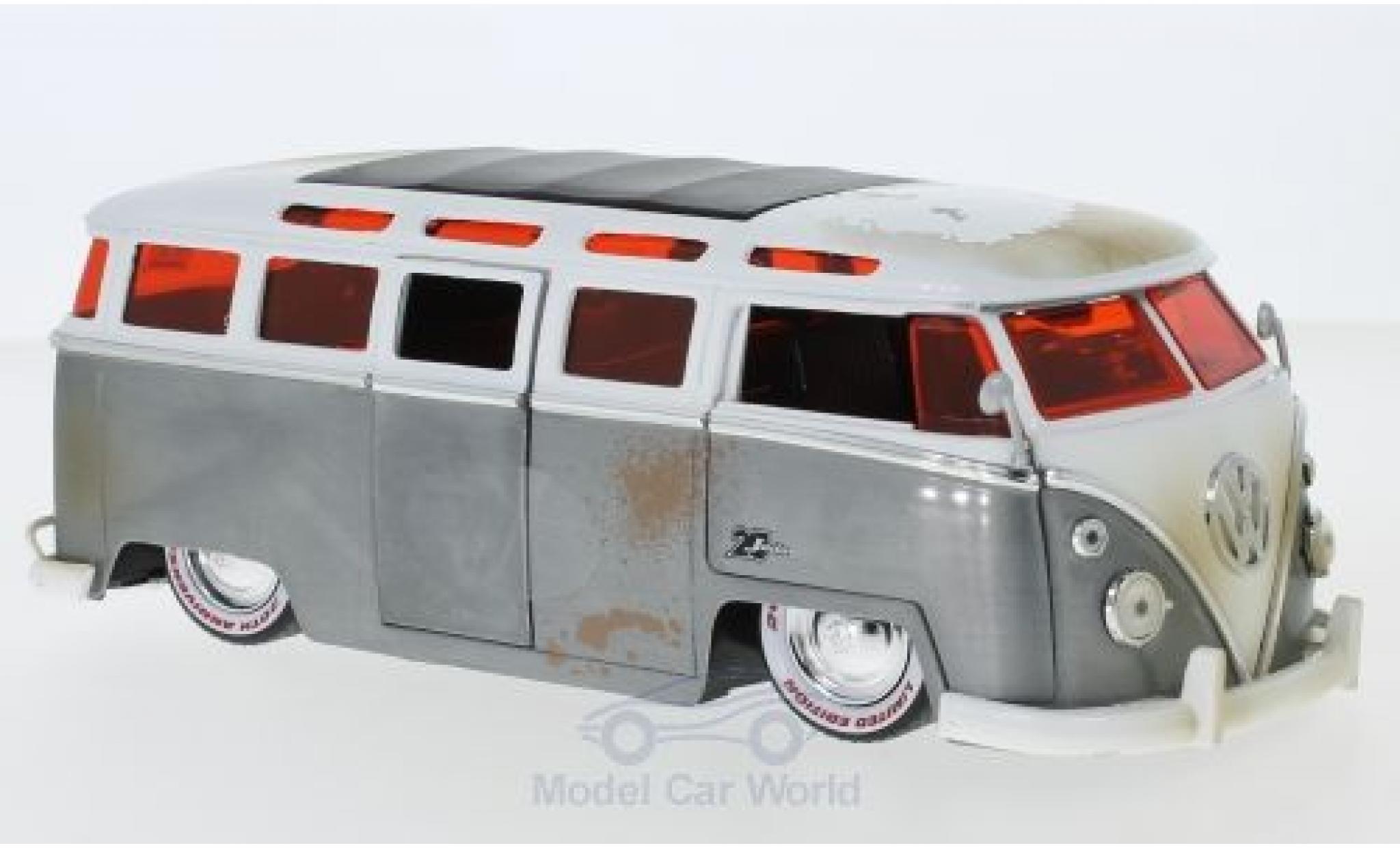 Volkswagen T1 1/24 Jada Toys Bus grijs/wit 1962 modelauto