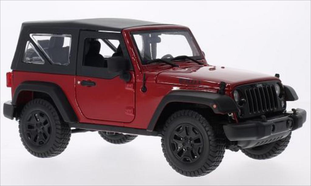 Jeep Wrangler 1/18 Maisto rood/zwart 2014 modelauto
