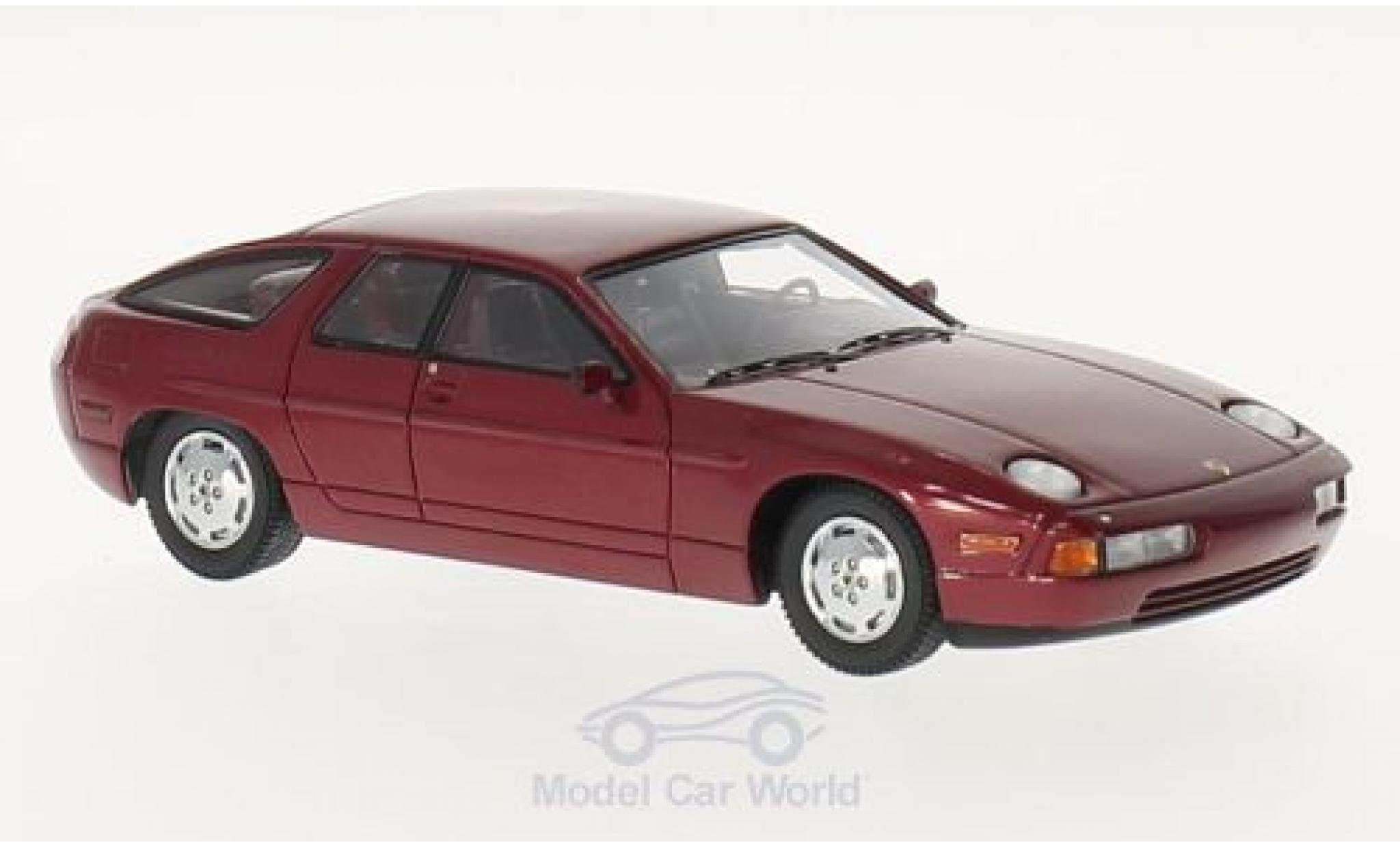 Porsche 928 1/43 Kess Custom Factory metallic rood 1986 4 door Sedan modelauto