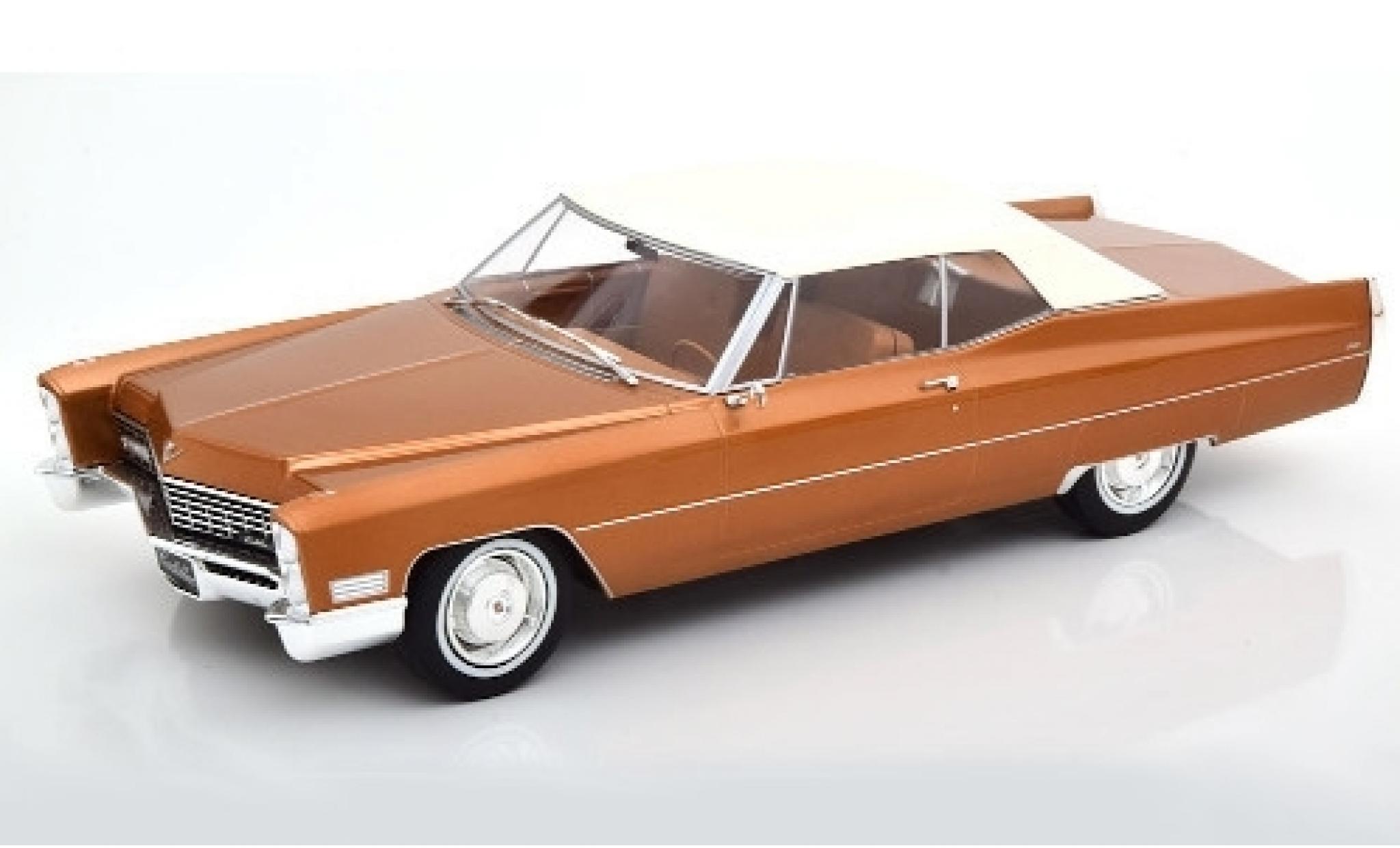 Cadillac Deville 1/18 KK Scale DeVille Cabriolet metallic bruin/wit 1967 Verdeck ferm&eacute; modelauto