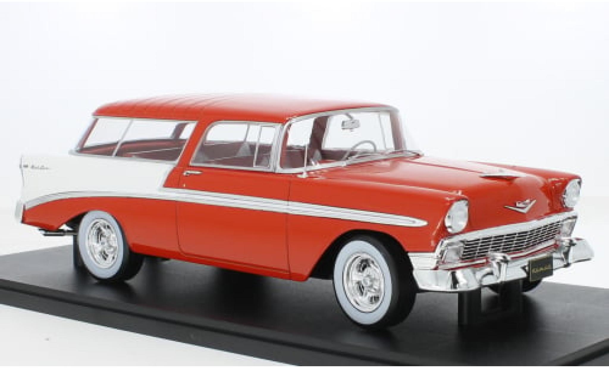 Chevrolet Bel Air 1/18 KK Scale Nomad Custom rood/wit 1956 1:18 modelauto