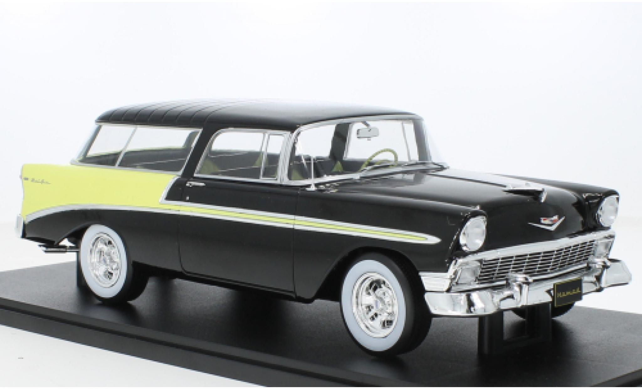 Chevrolet Bel Air 1/18 KK Scale Nomad Custom zwart/geel 1956 1:18 modelauto