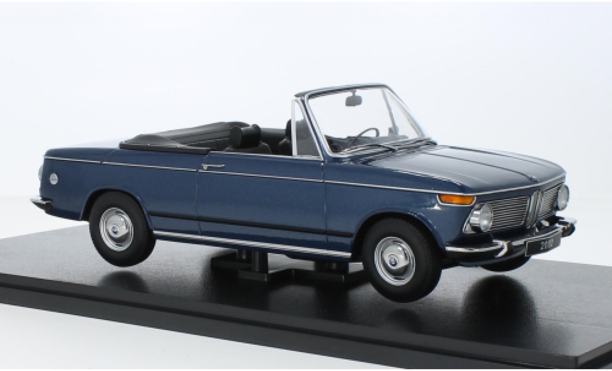 Bmw 2002 1/18 KK Scale cabriolet metallic blauw fonc&eacute; 1968 modelauto