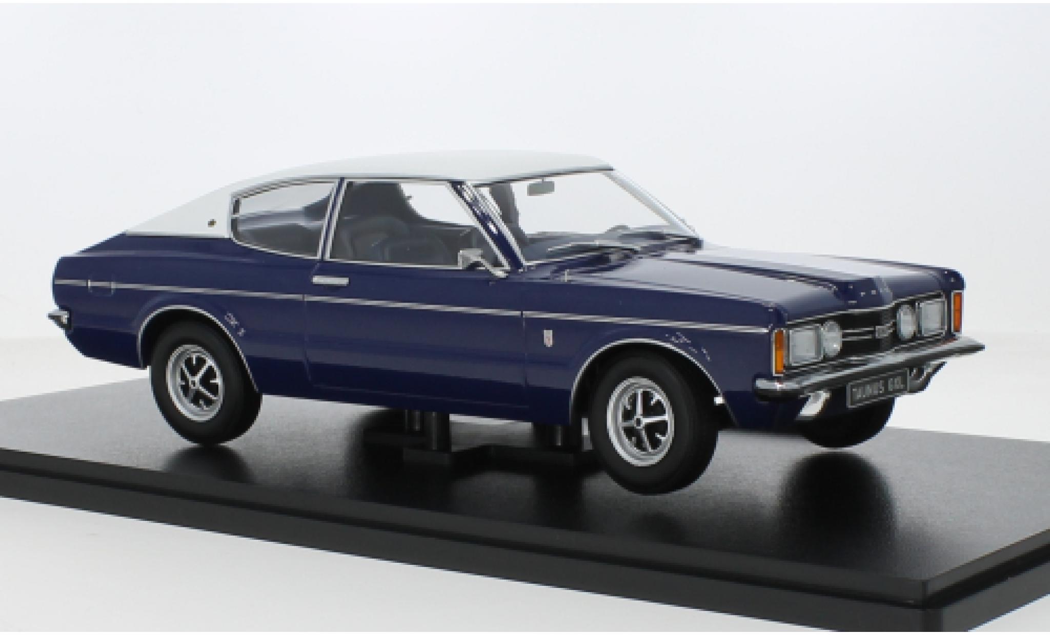 Ford Taunus 1/18 KK Scale (TC I) GXL Coupe blauw fonc&eacute;/wit 1971 modelauto