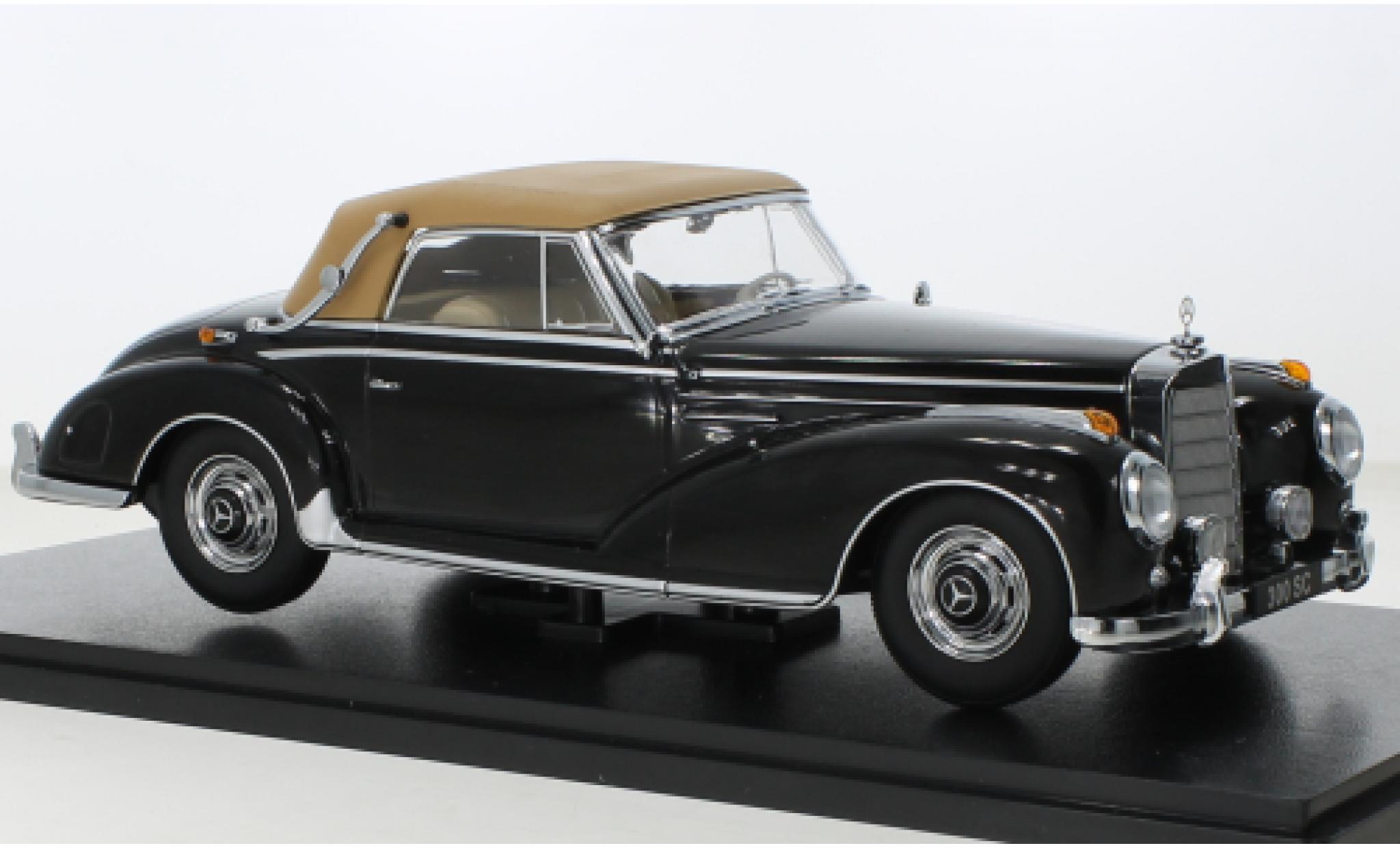 Mercedes 300 1/18 KK Scale SC (W188) Cabriolet zwart/beige 1957 modelauto