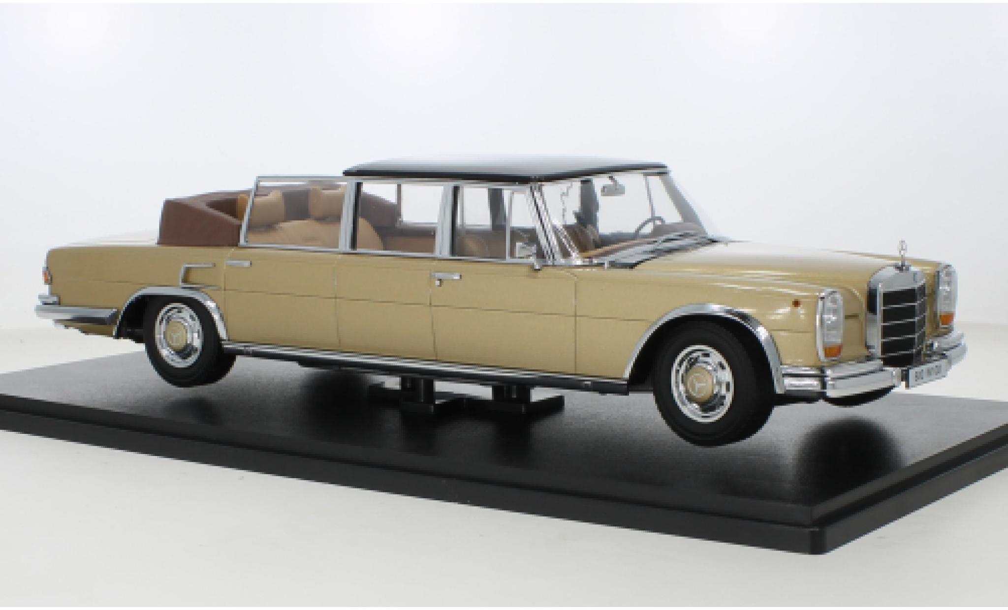 Mercedes 600 1/18 KK Scale (W100) Landaulet metallic beige/zwart 1964 modelauto